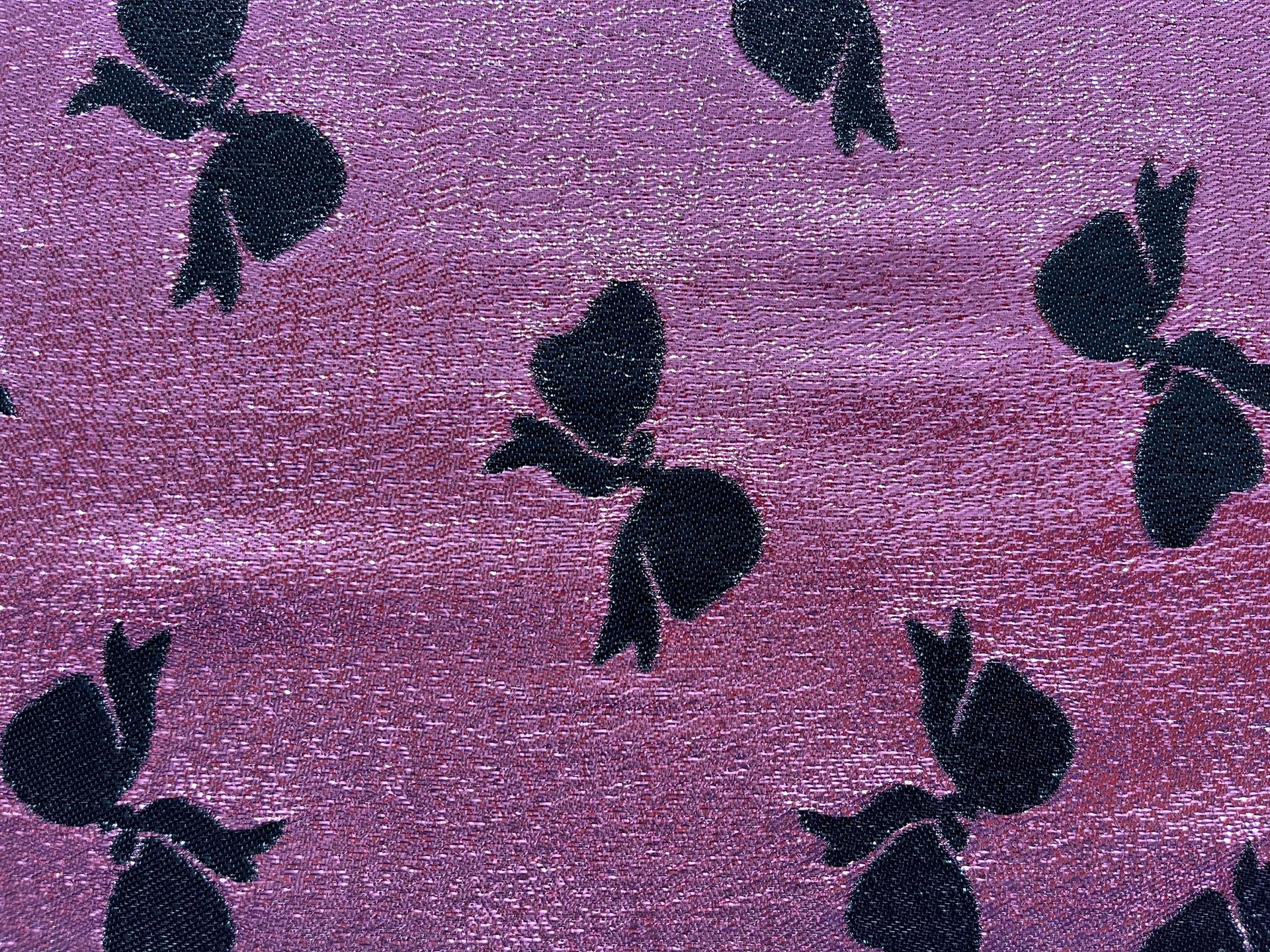 Silk Lurex Black bows on Pink