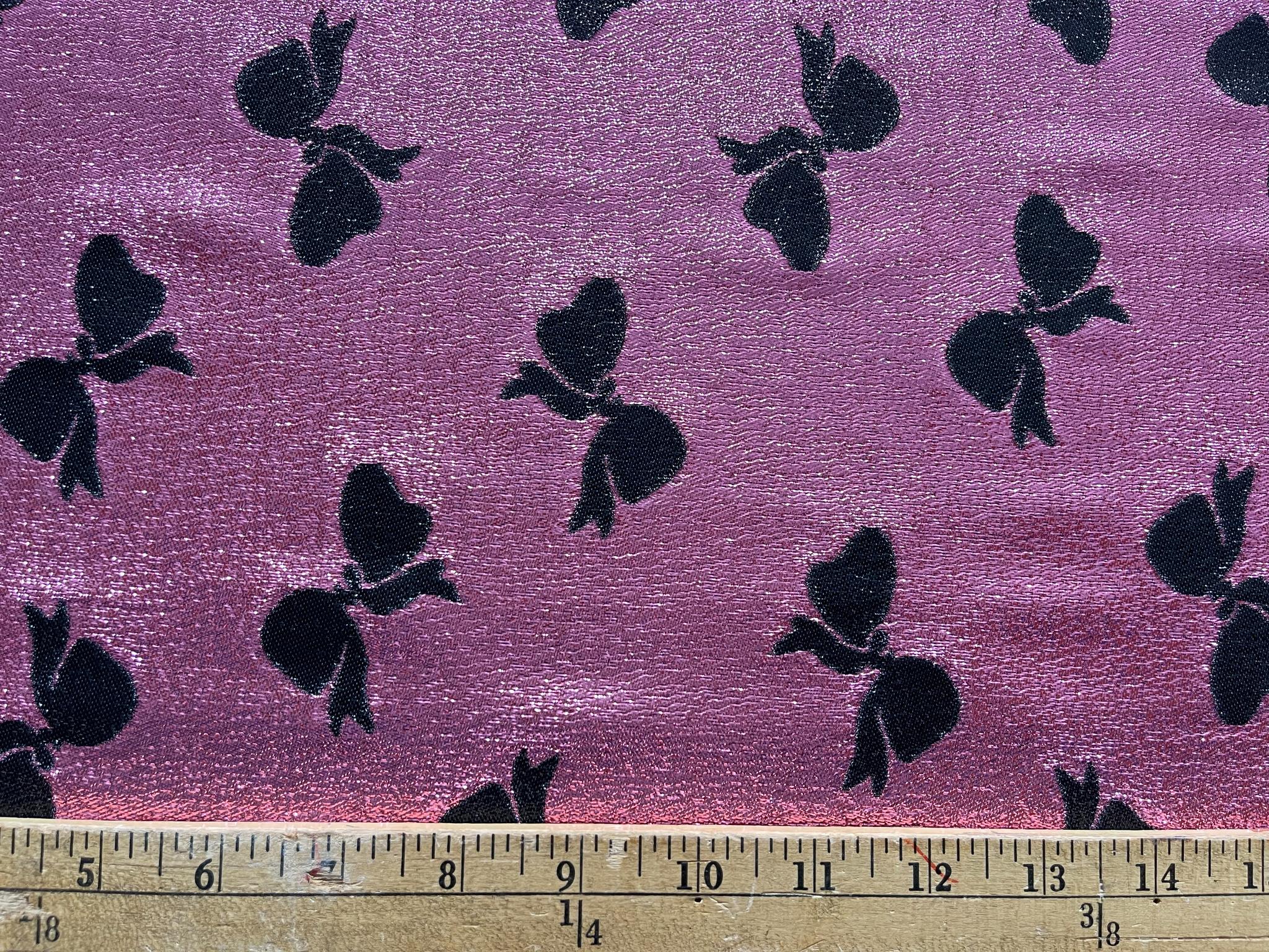 Silk Lurex Black bows on Pink