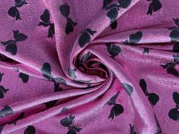 Silk Lurex Black bows on Pink