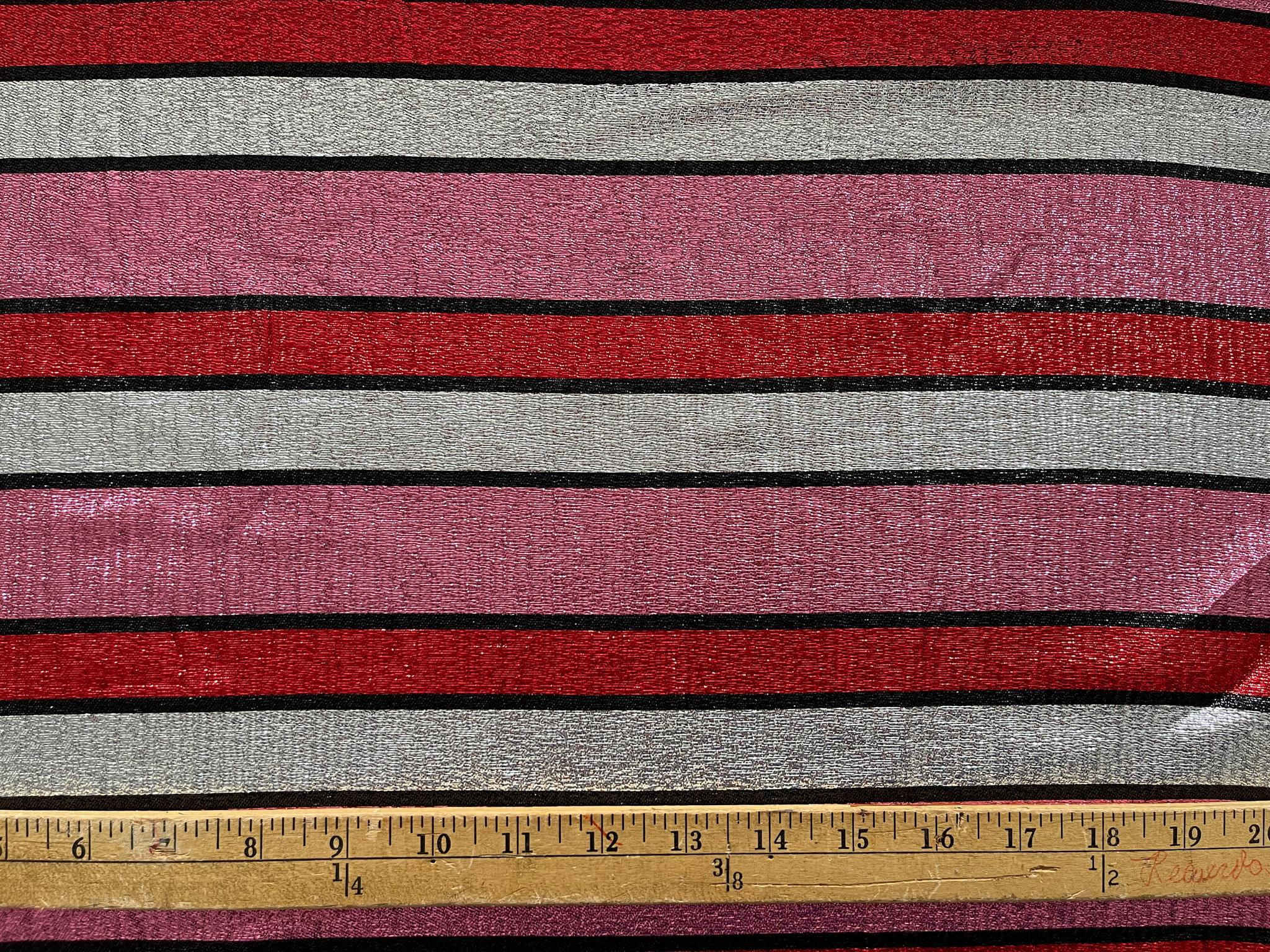 Silk Lurex Stripe in pink, red, black, & silver