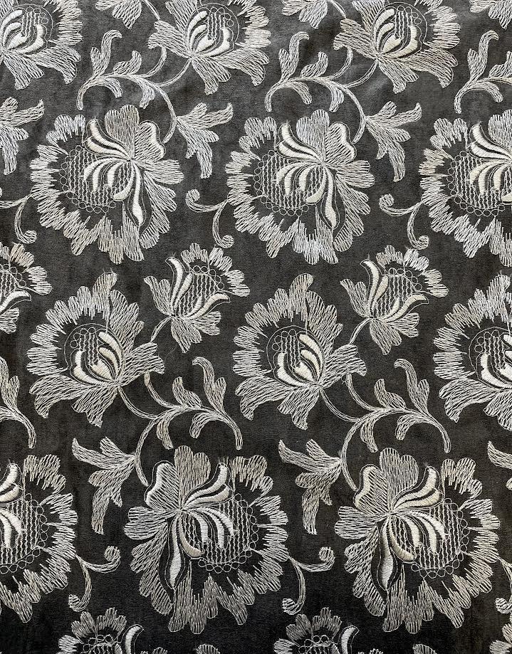 Metallic Embroidered Polyester Organza