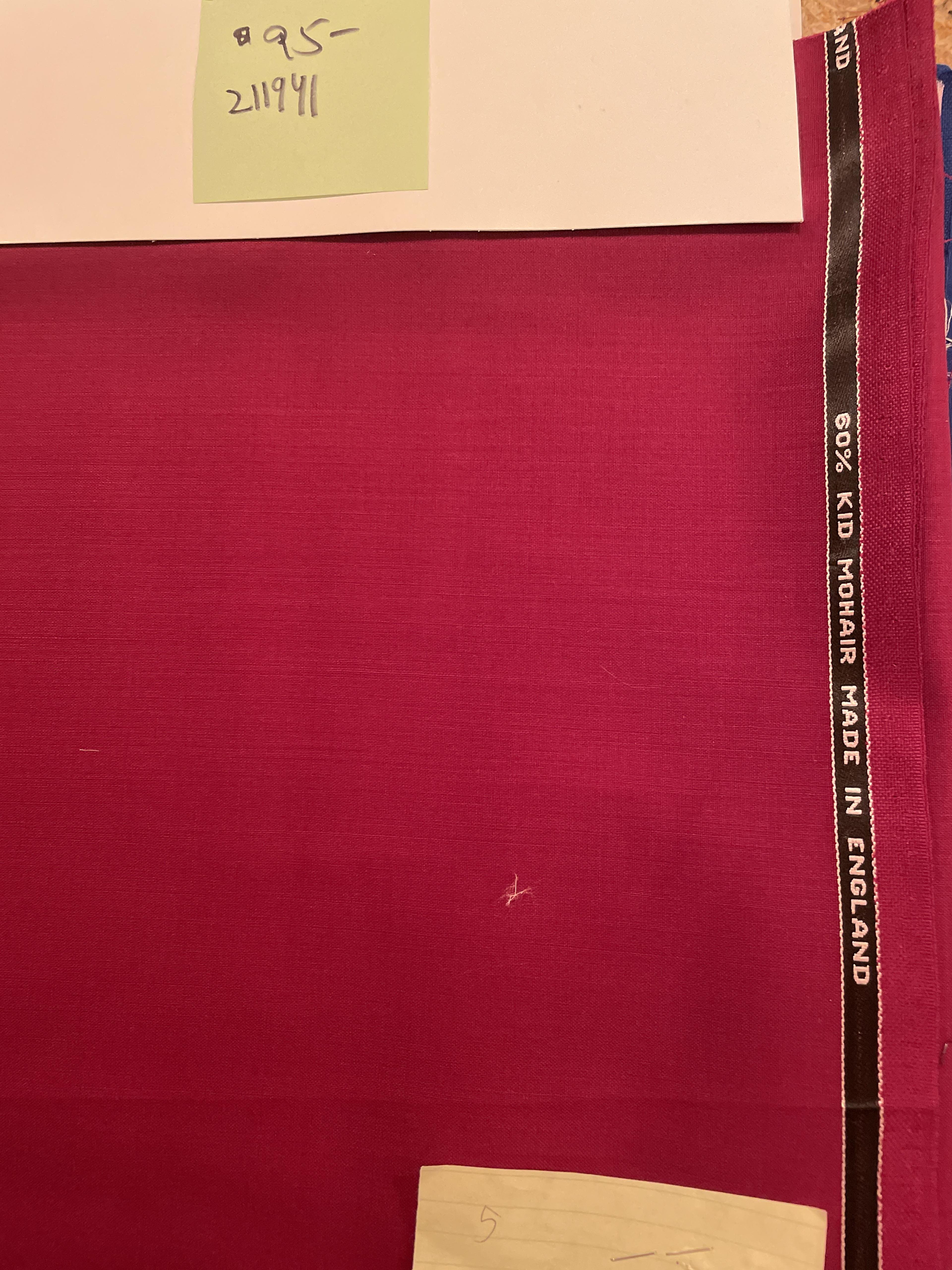 Made in England 60% Mohair 40% Wool Suiting in Maroon