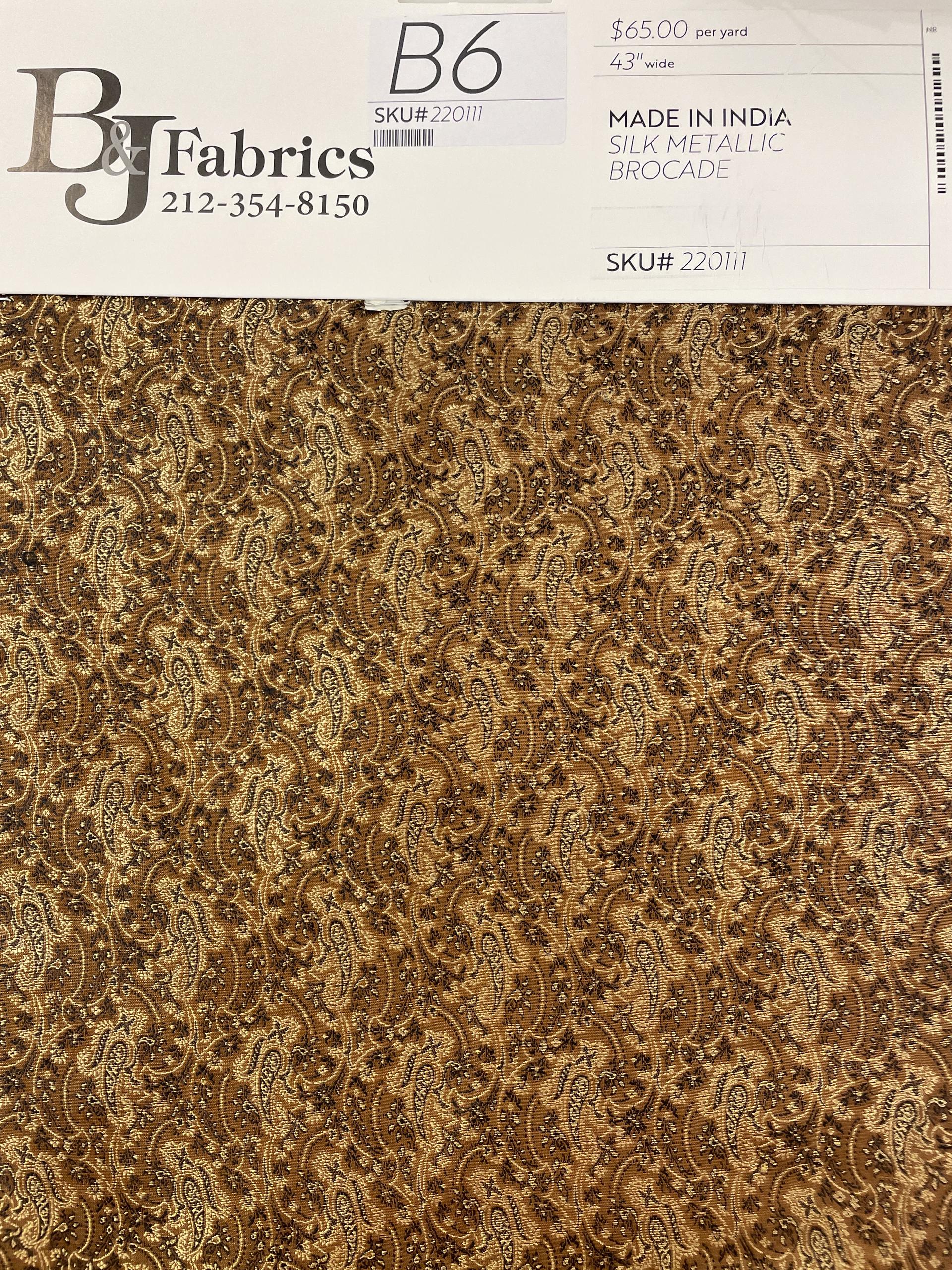 Made in India Silk Metallic Brocade Paisley in Chestnut/Gold