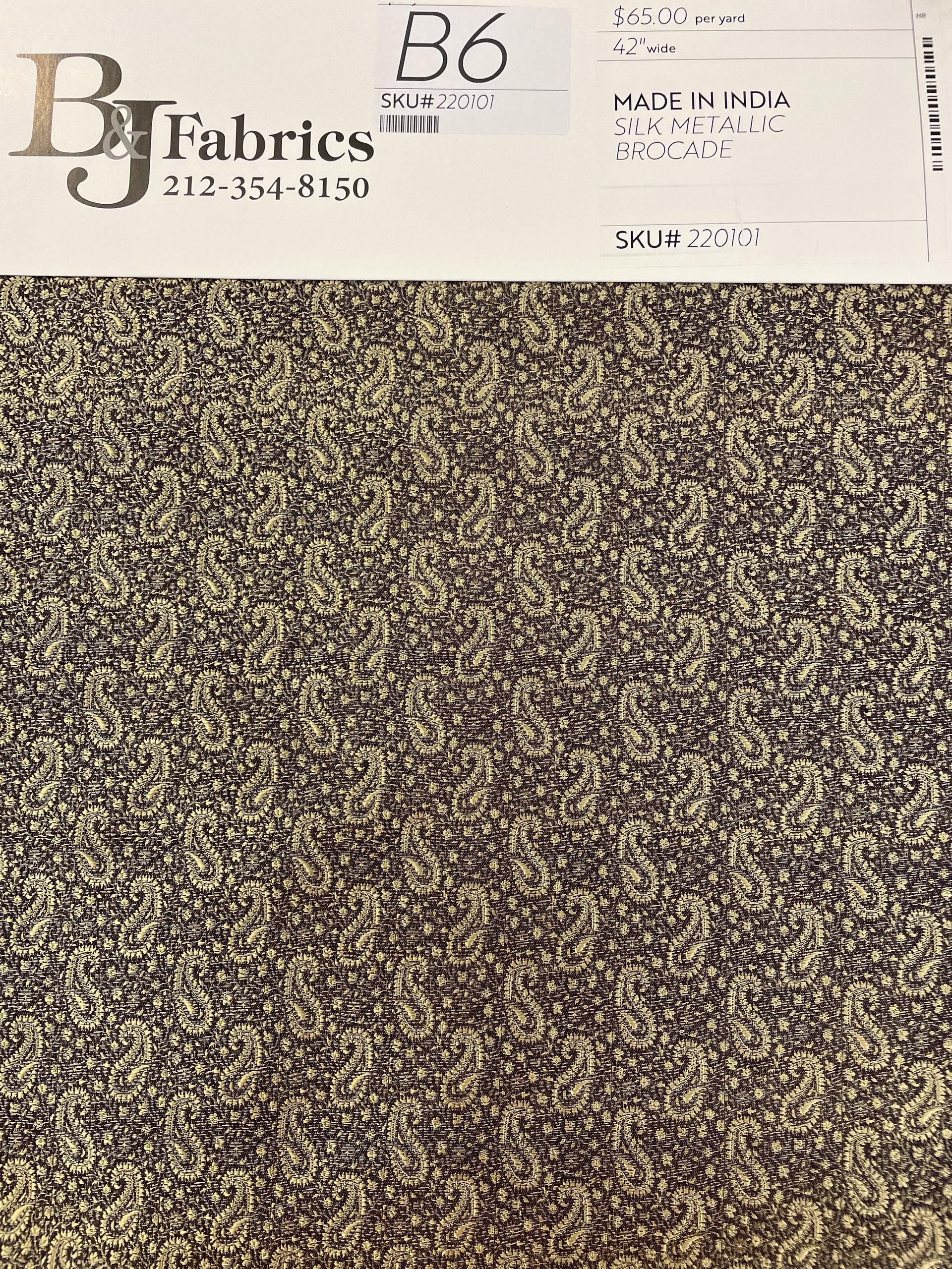 Made in India Silk Metallic Brocade Paisley in Brown/Gold