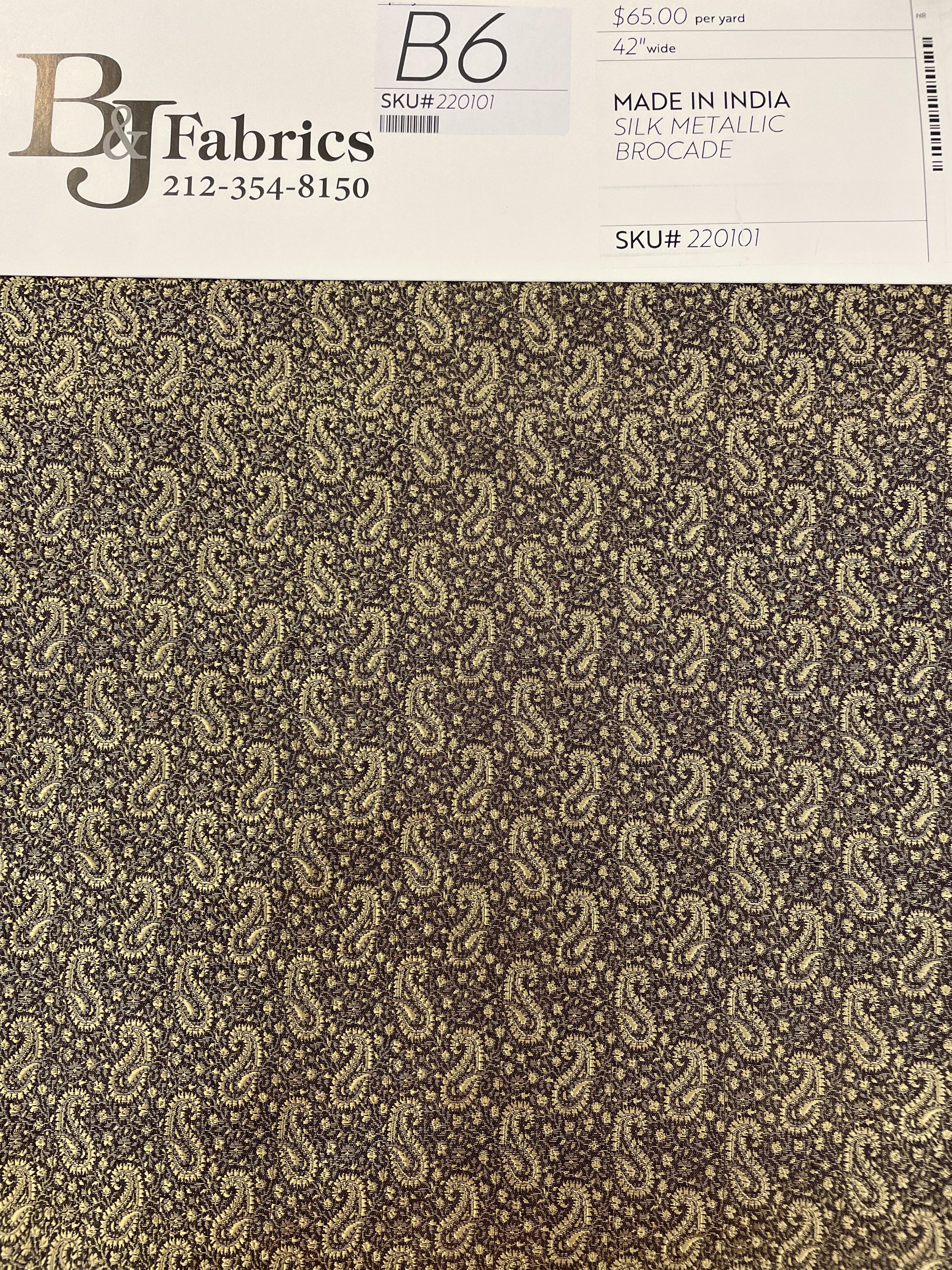 Made in India Silk Metallic Brocade Paisley in Brown/Gold