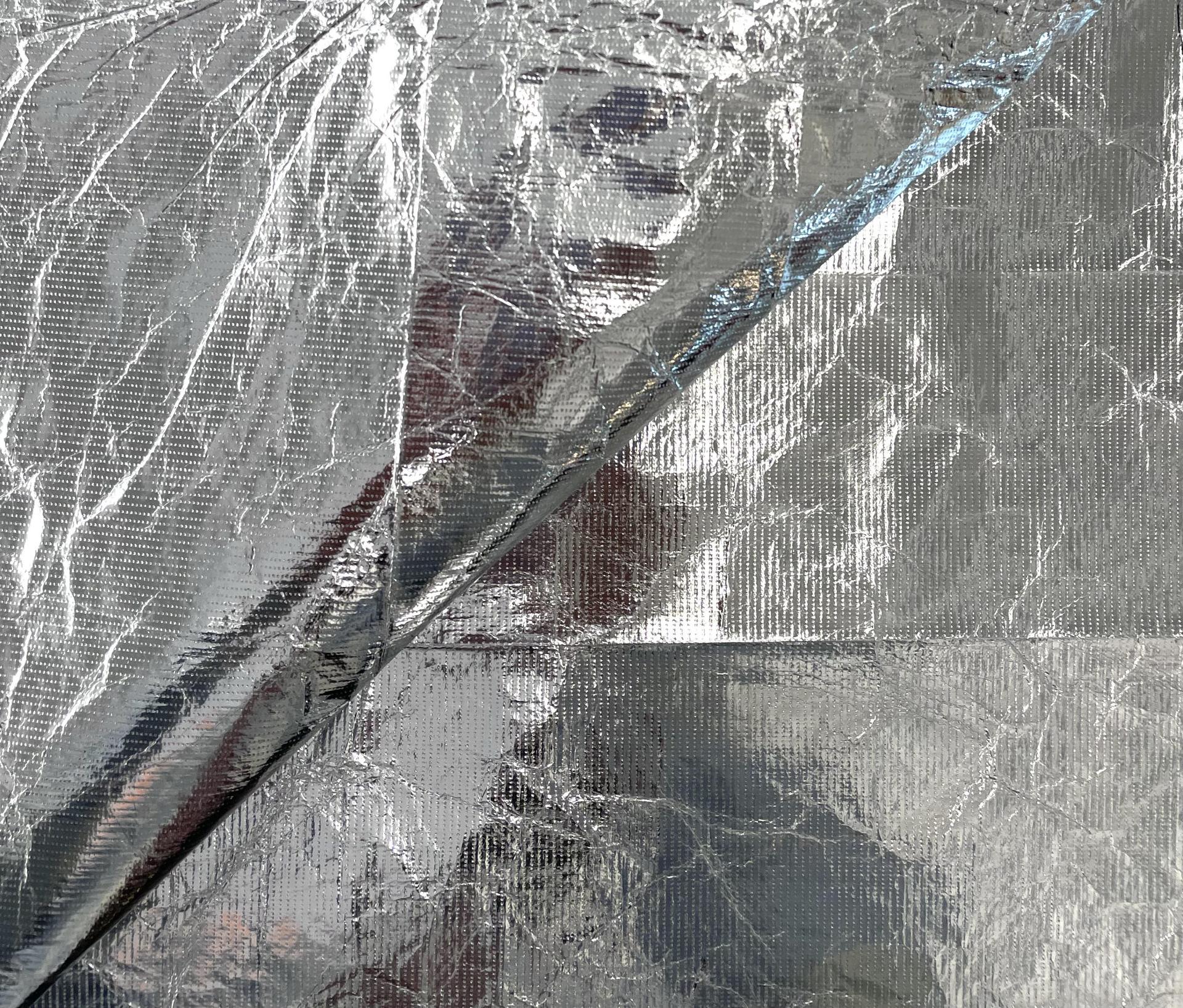Crinkled Tyvek in Silver Mirror 