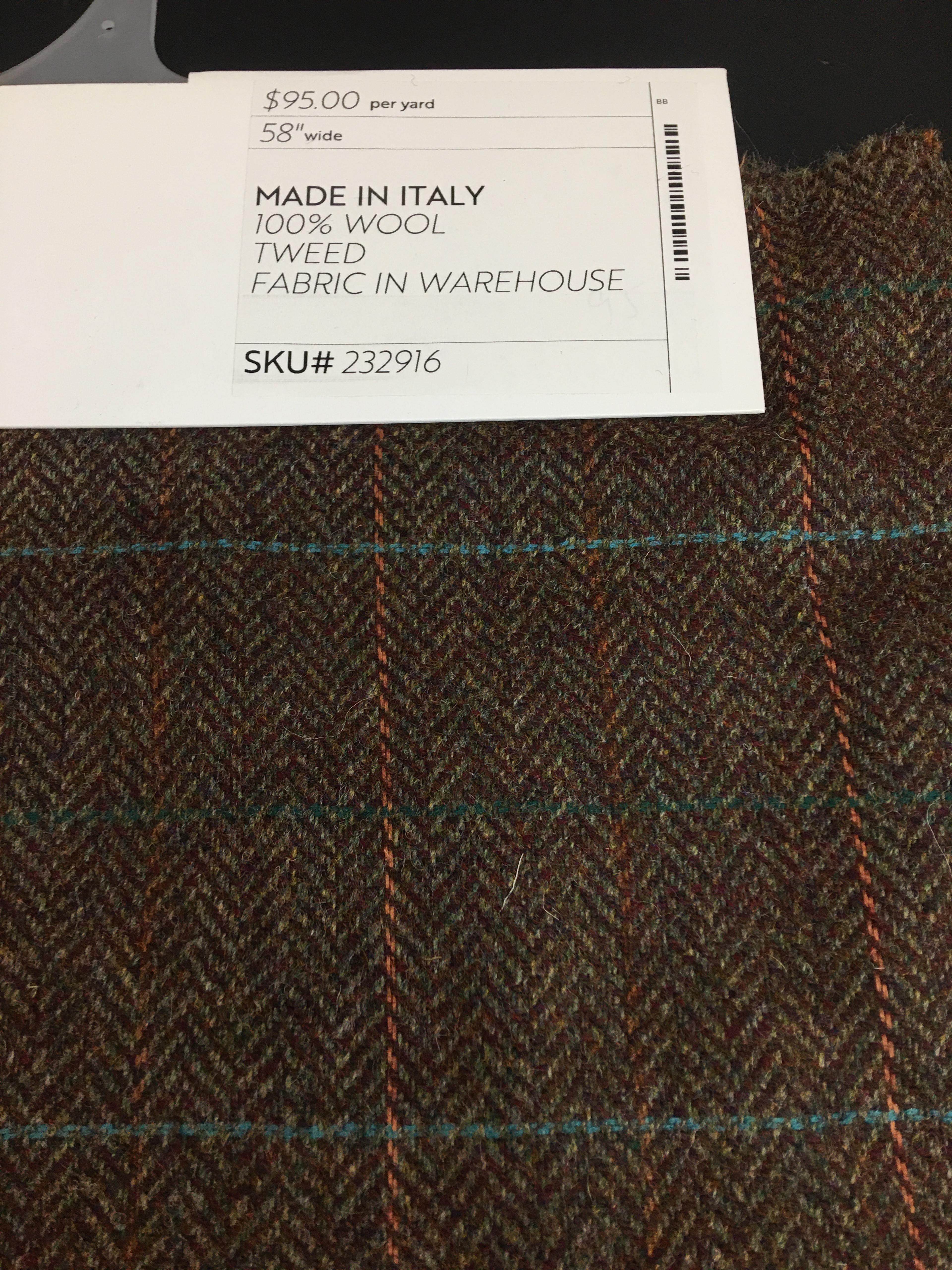 Italian Wool Herringbone Tweed in Sage Wine