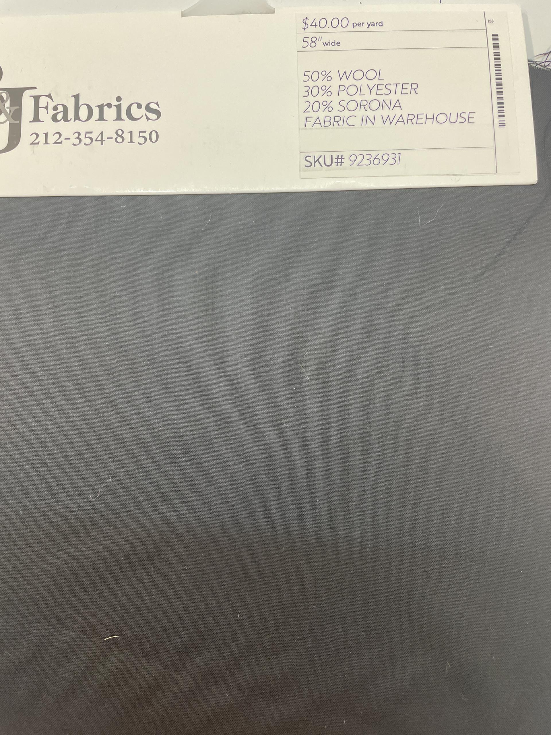 Wool Polyester Sorona Blend in Black