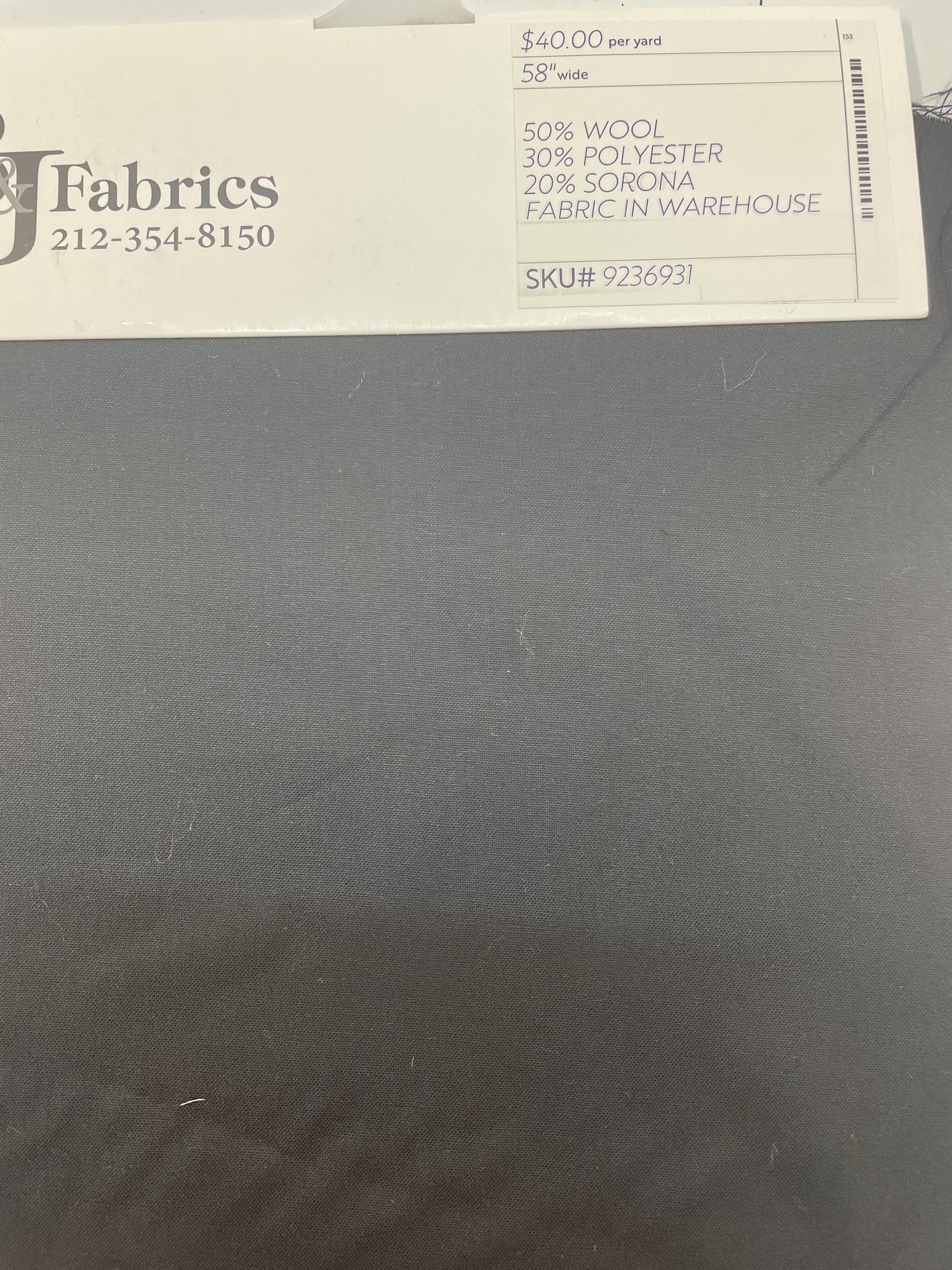 Wool Polyester Sorona Blend in Black