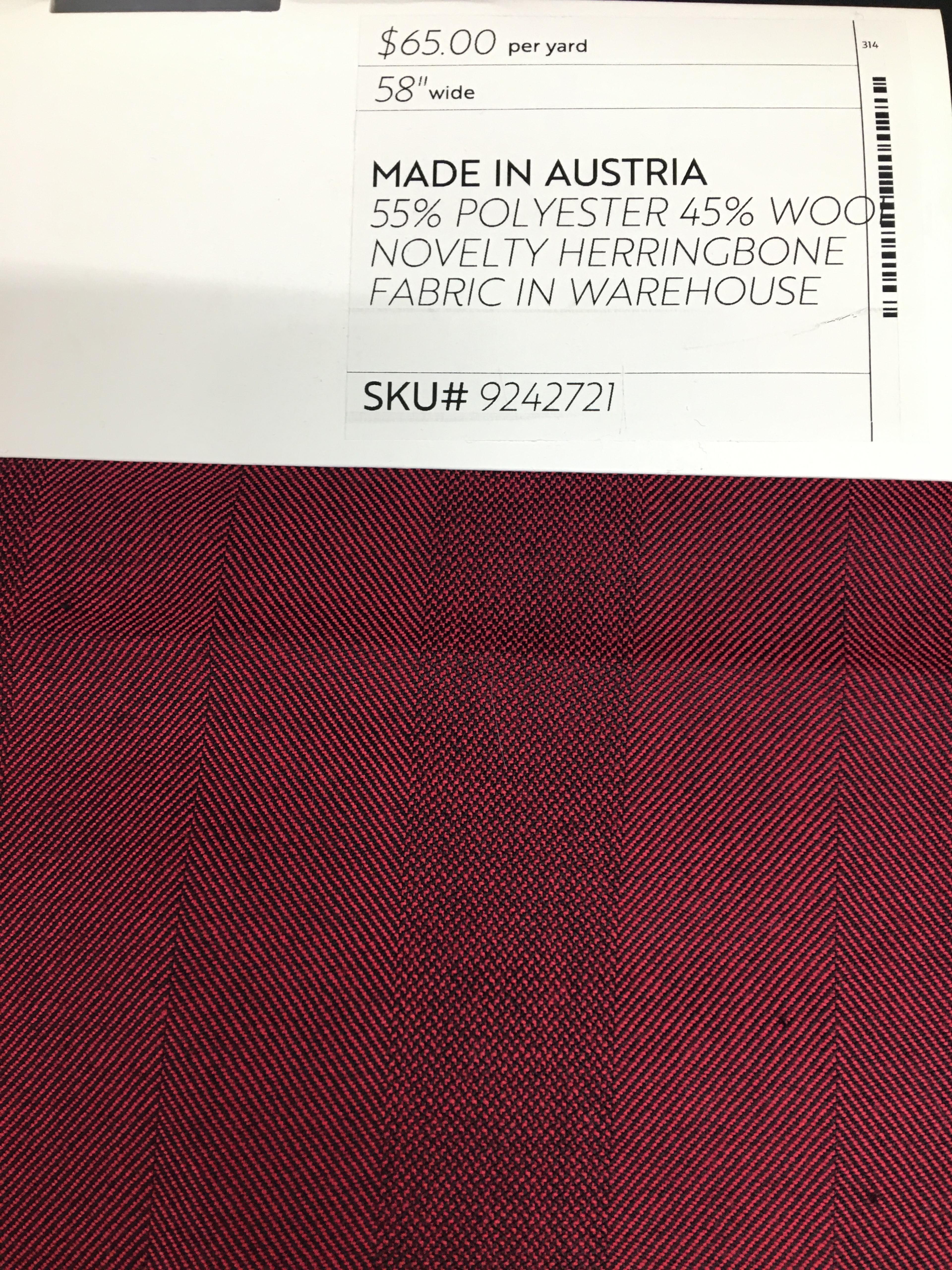 Made in Austria 55% Polyester 45% Wool Novelty Herringbone