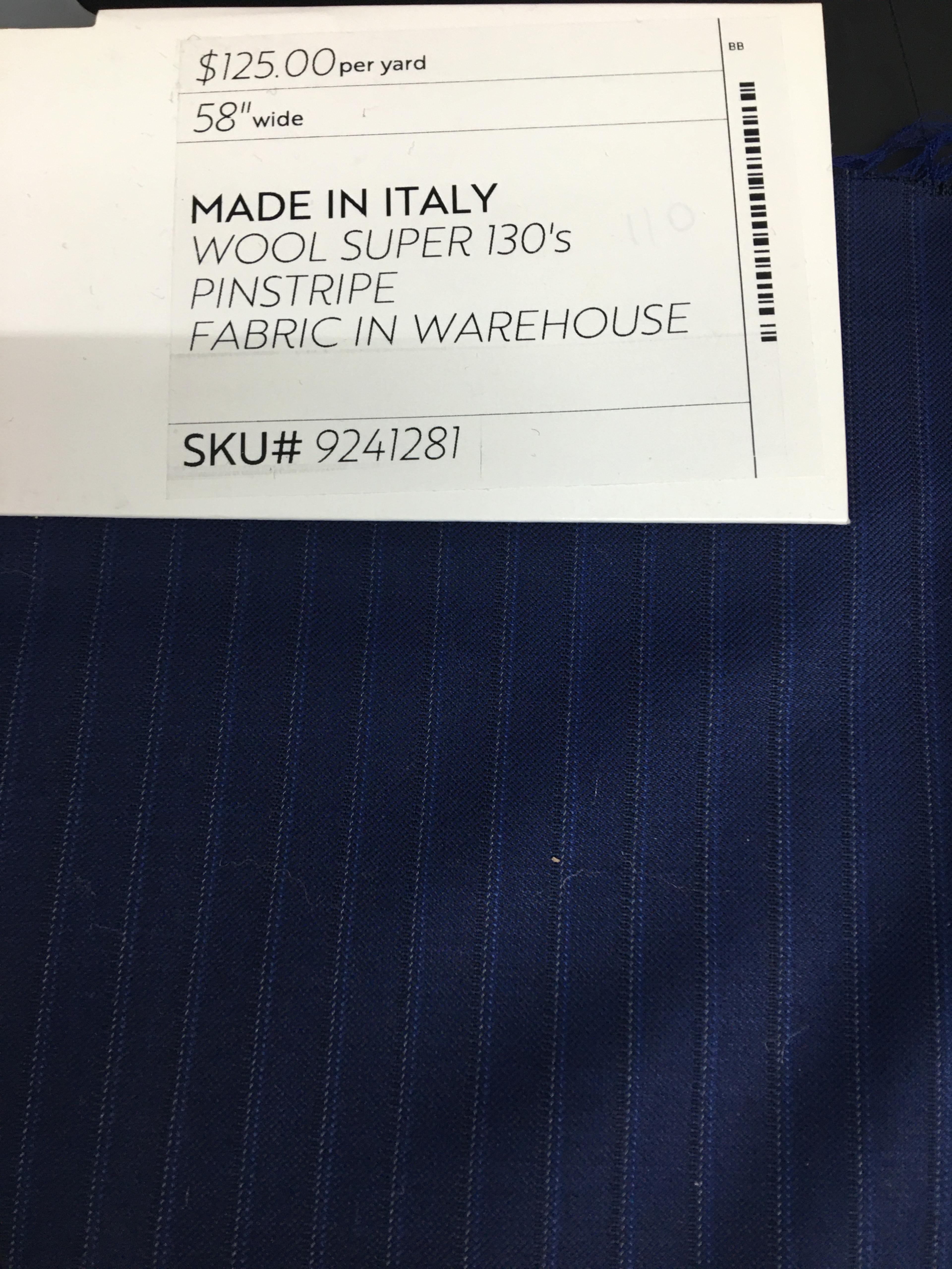 Made in Italy 100% Wool Super 130's Pinstripe