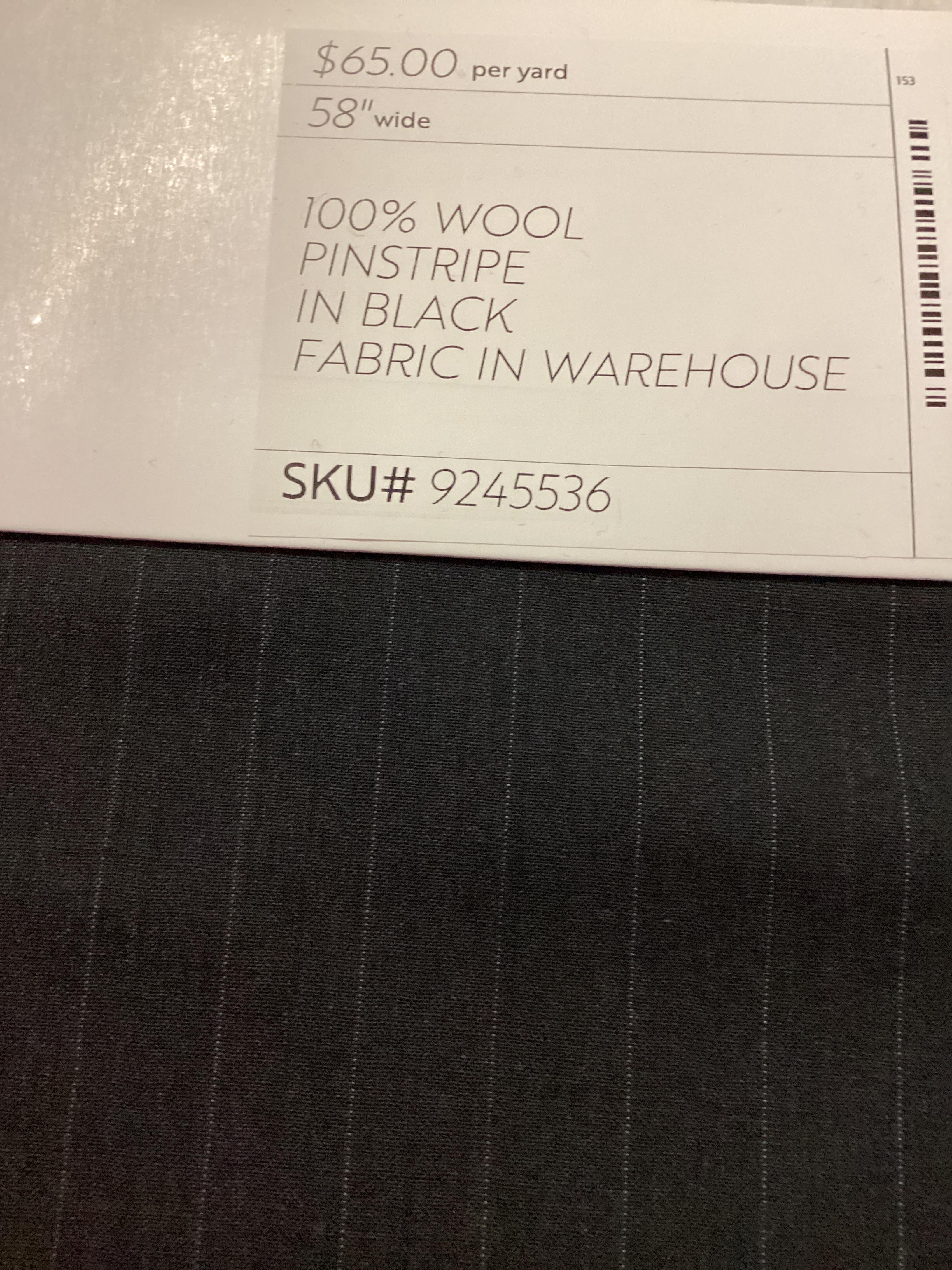 100% Wool Pinstripe in Charcoale