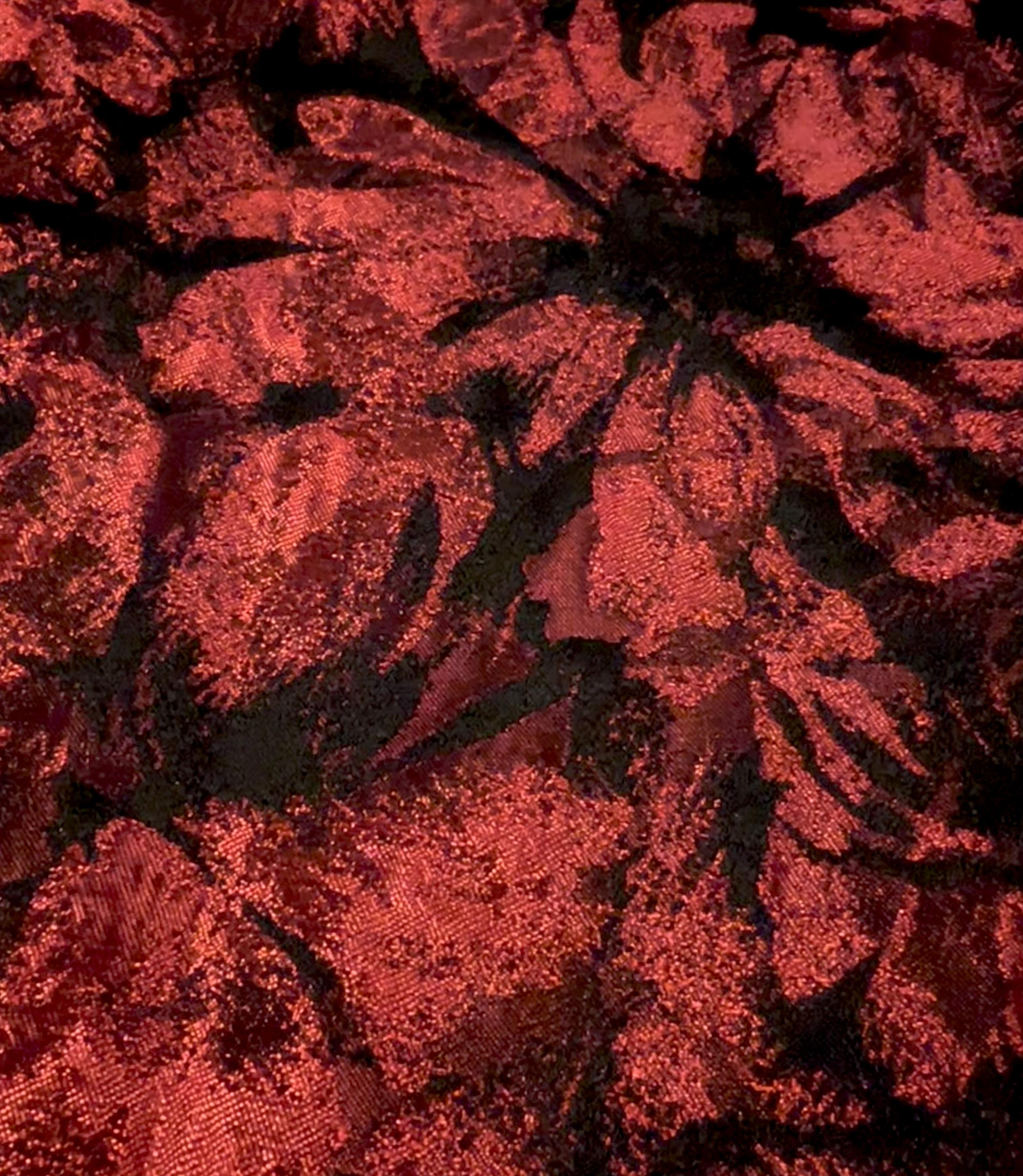 Polyester Jacquard Brocade in Red/Black