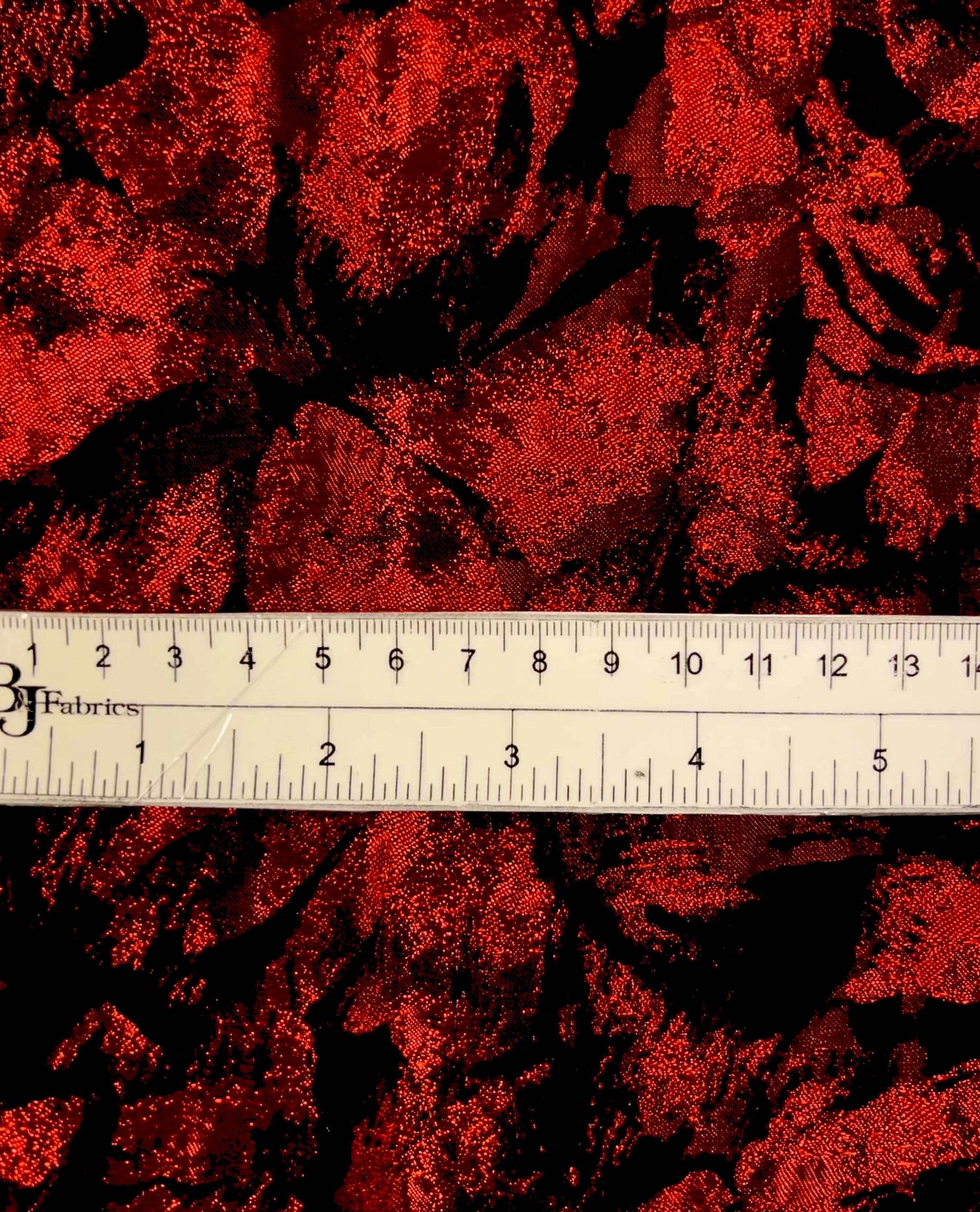 Polyester Jacquard Brocade in Red/Black