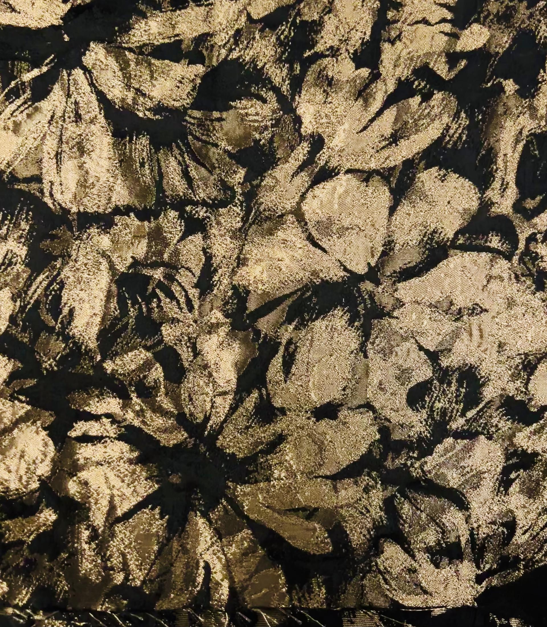 Polyester Jacquard Brocade in Gold/Black