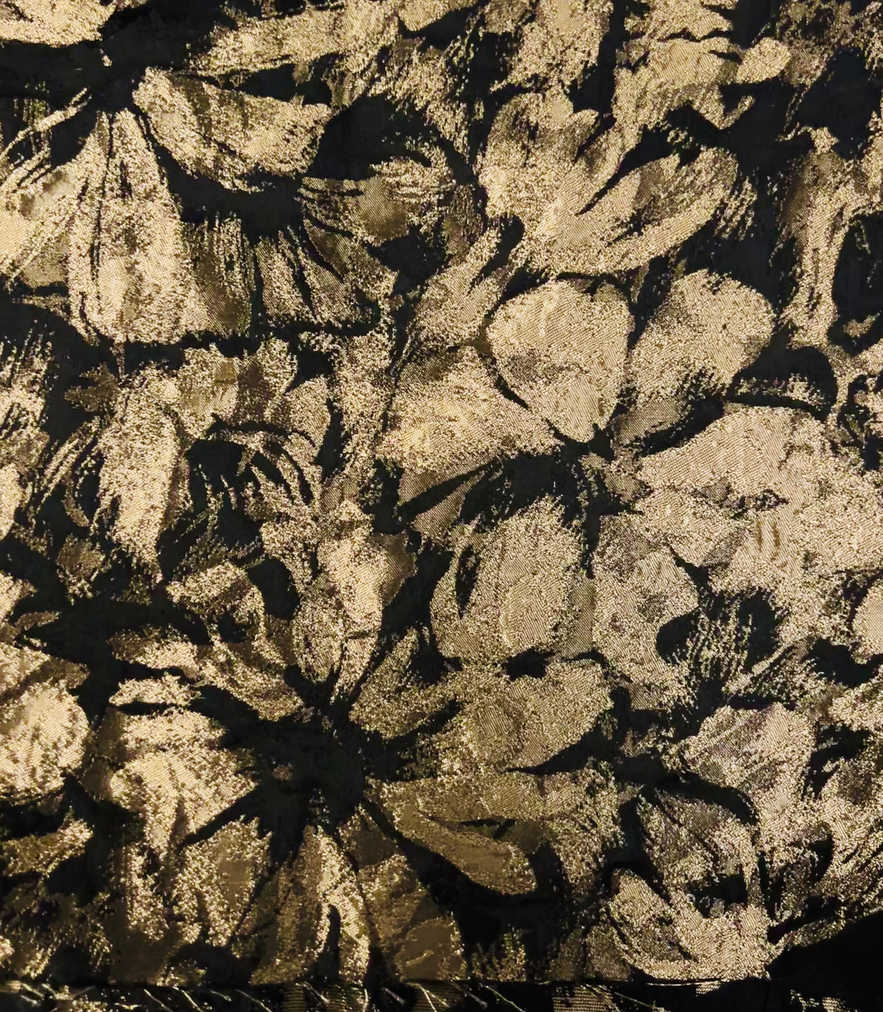 Polyester Jacquard Brocade in Gold/Black