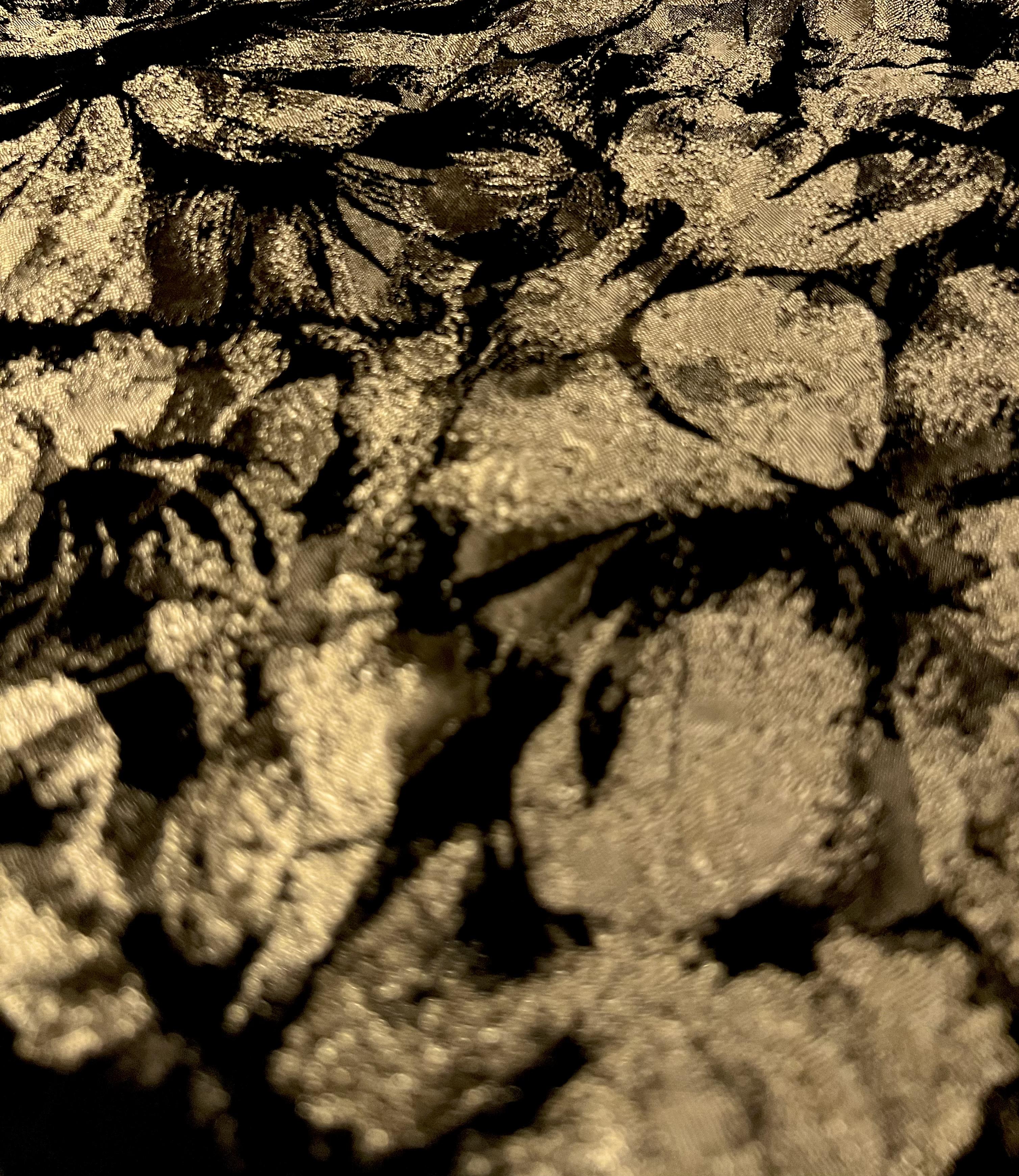 Polyester Jacquard Brocade in Gold/Black