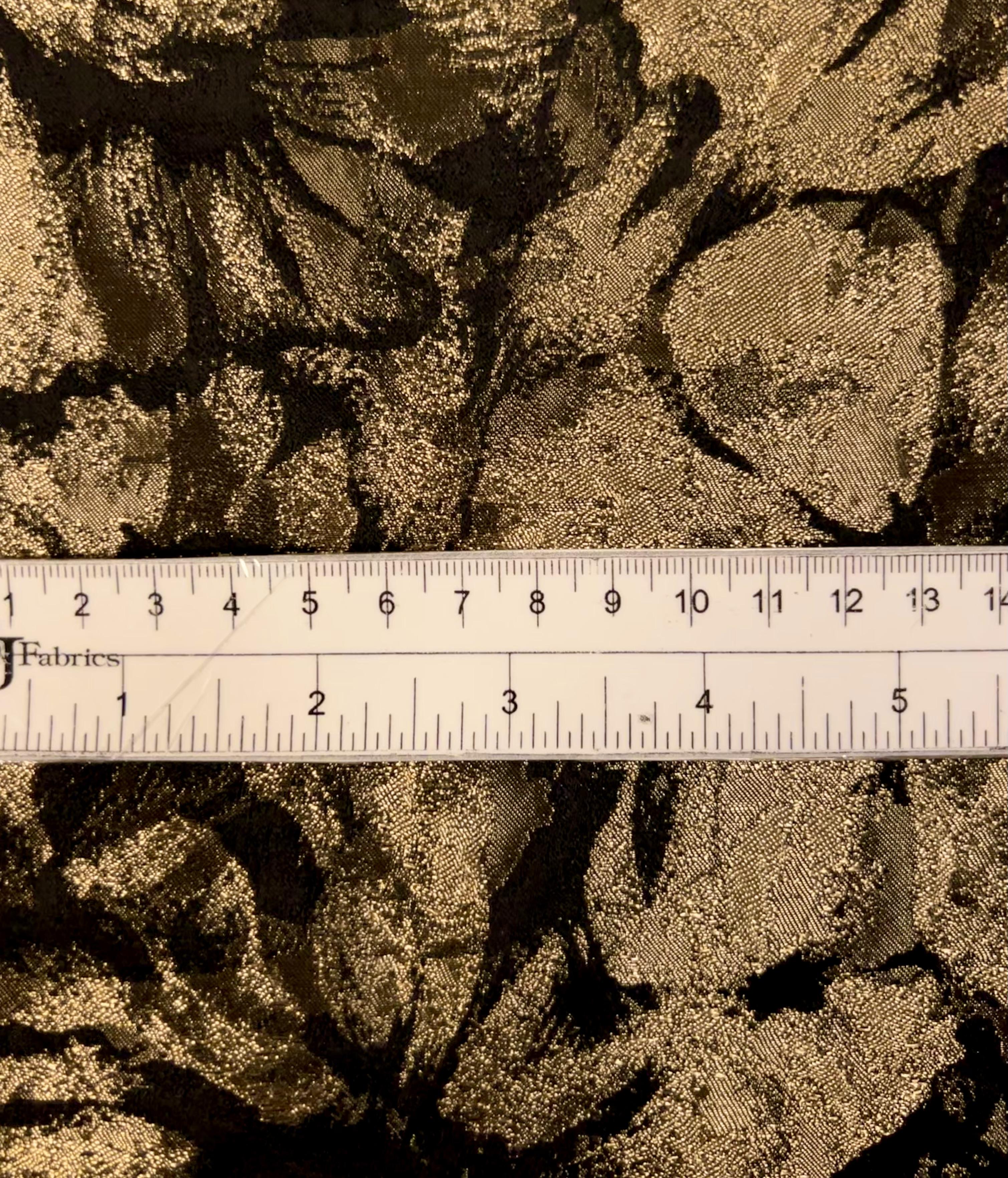 Polyester Jacquard Brocade in Gold/Black