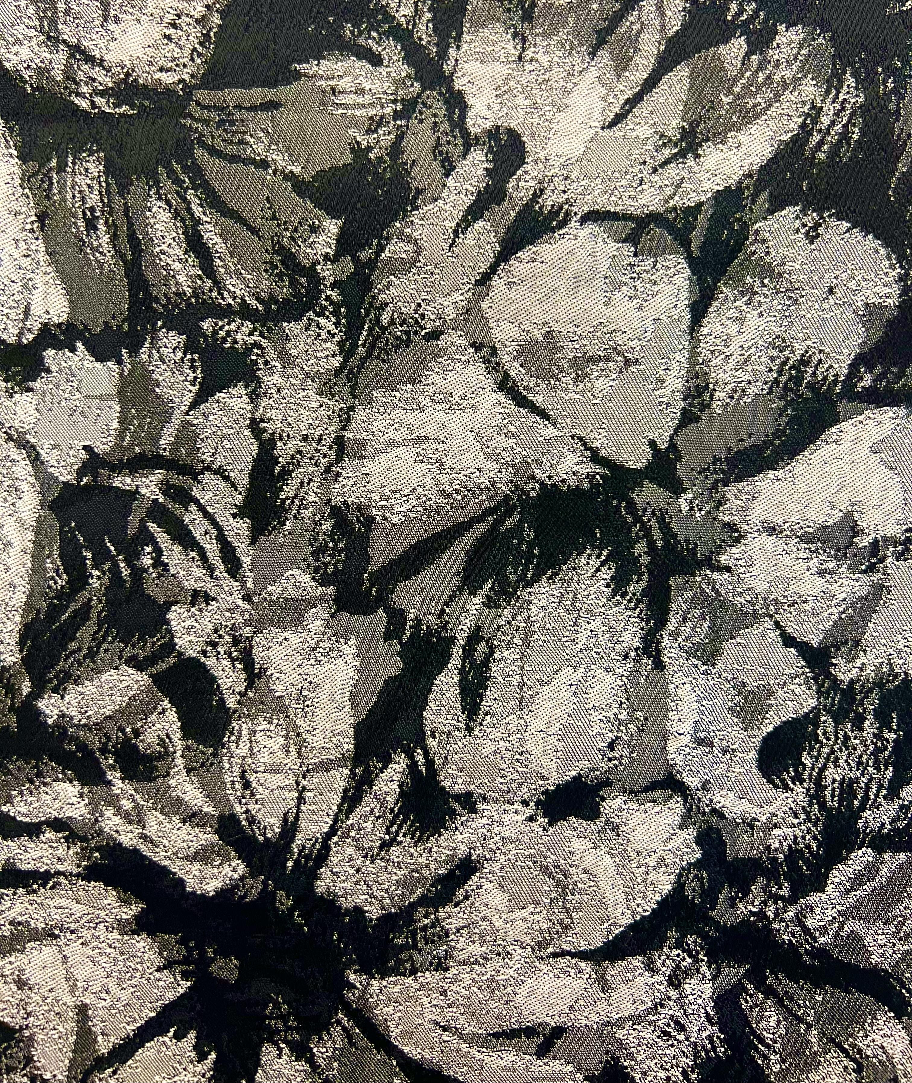 Polyester Jacquard Brocade in Stone/Black