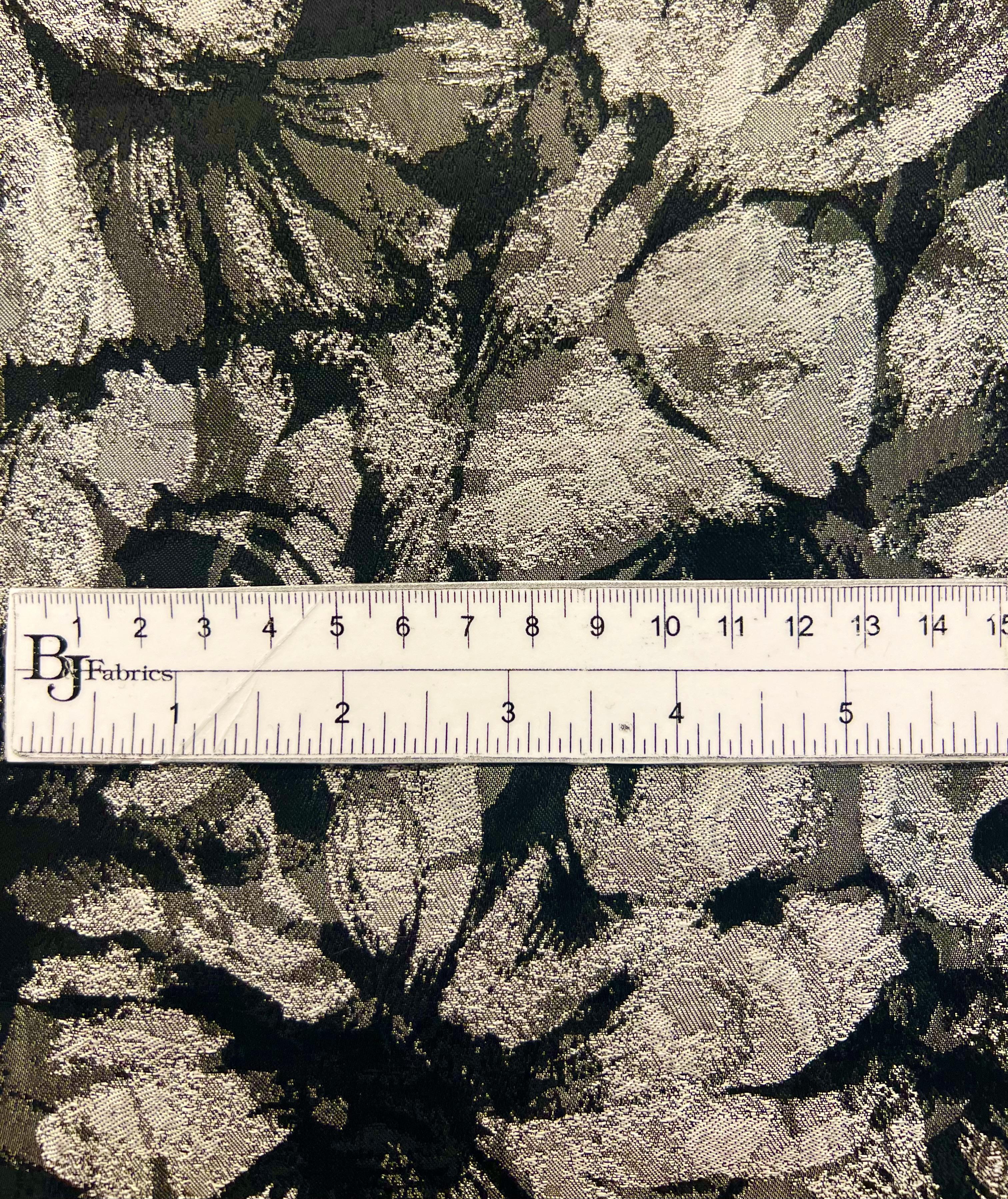 Polyester Jacquard Brocade in Stone/Black