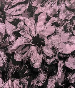 Polyester Jacquard Brocade in Pink Lavender/Black