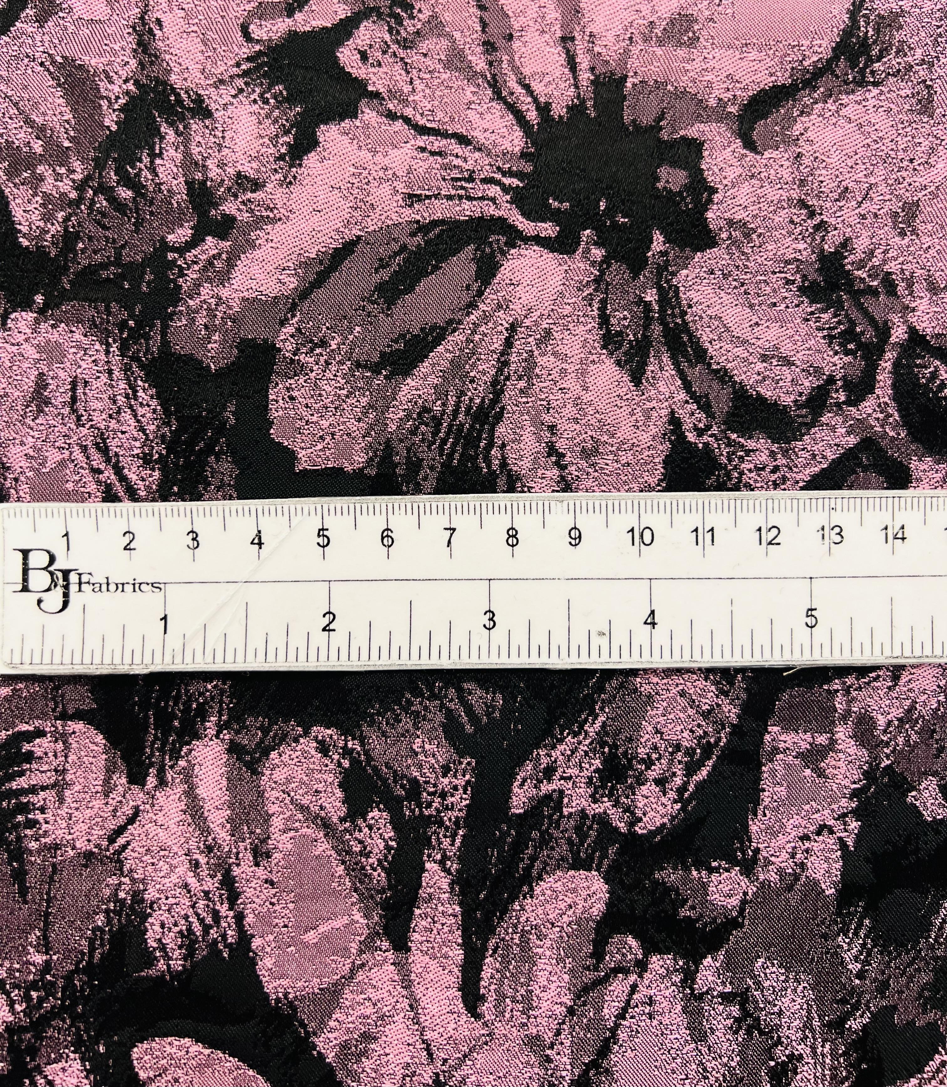 Polyester Jacquard Brocade in Pink Lavender/Black