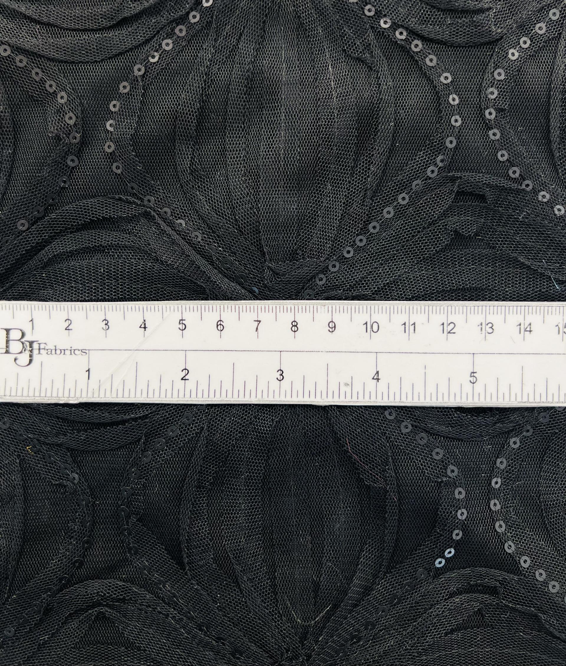 embroidered tulle with Sequins In Black