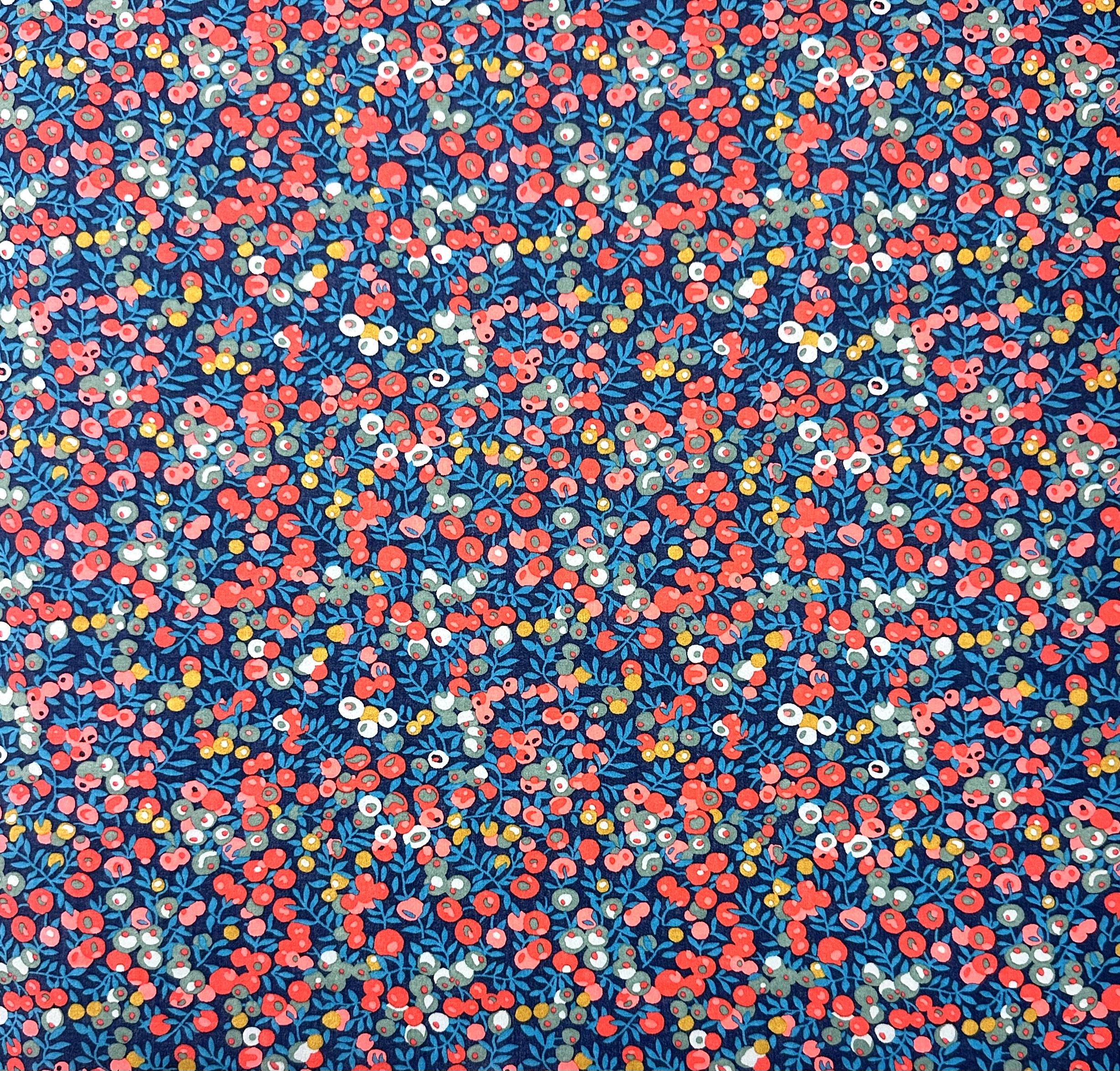 Liberty Cotton Lawn with Leaf and Berry Print in Navy
