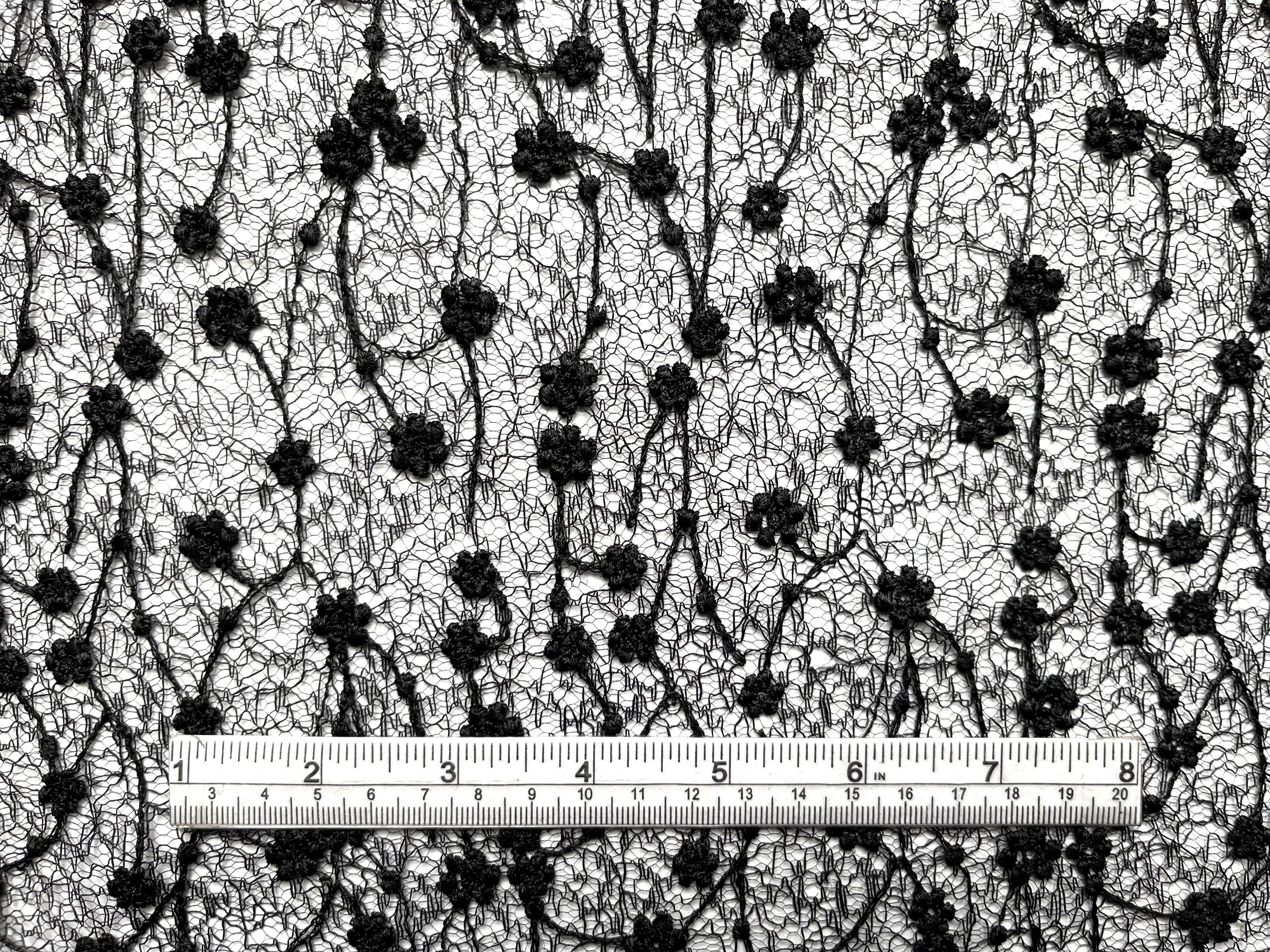 Embroidered Novelty Net in Black