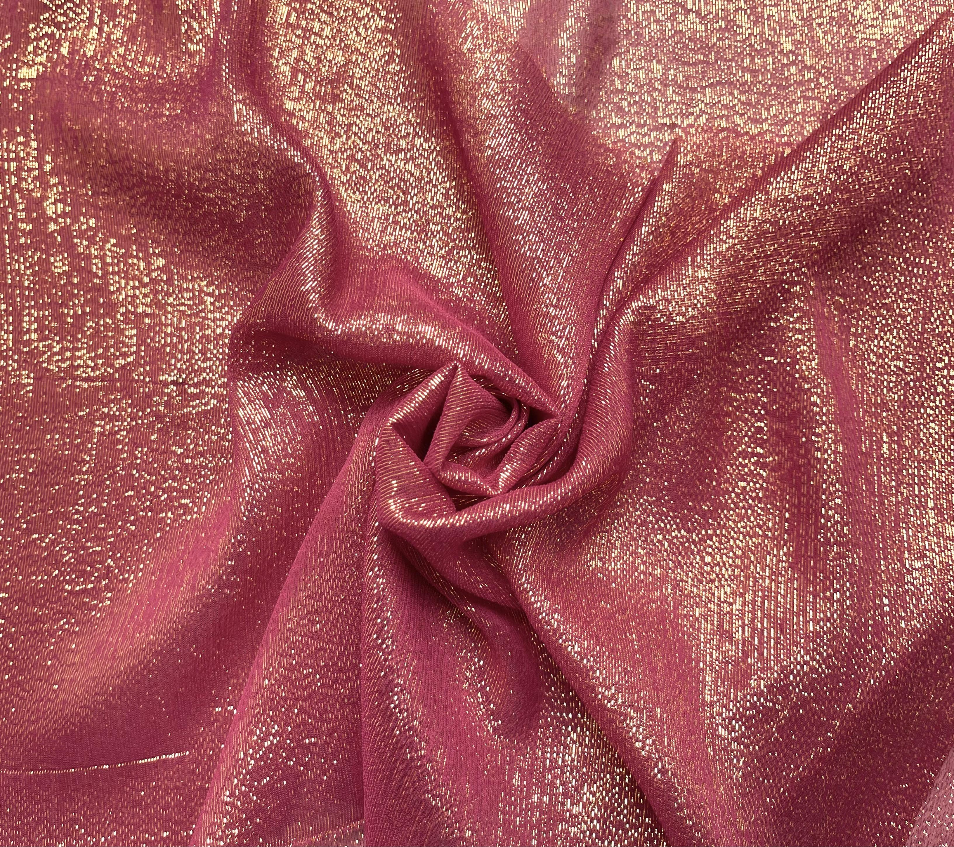 Silk Chiffon Lamé in Burgundy and Gold