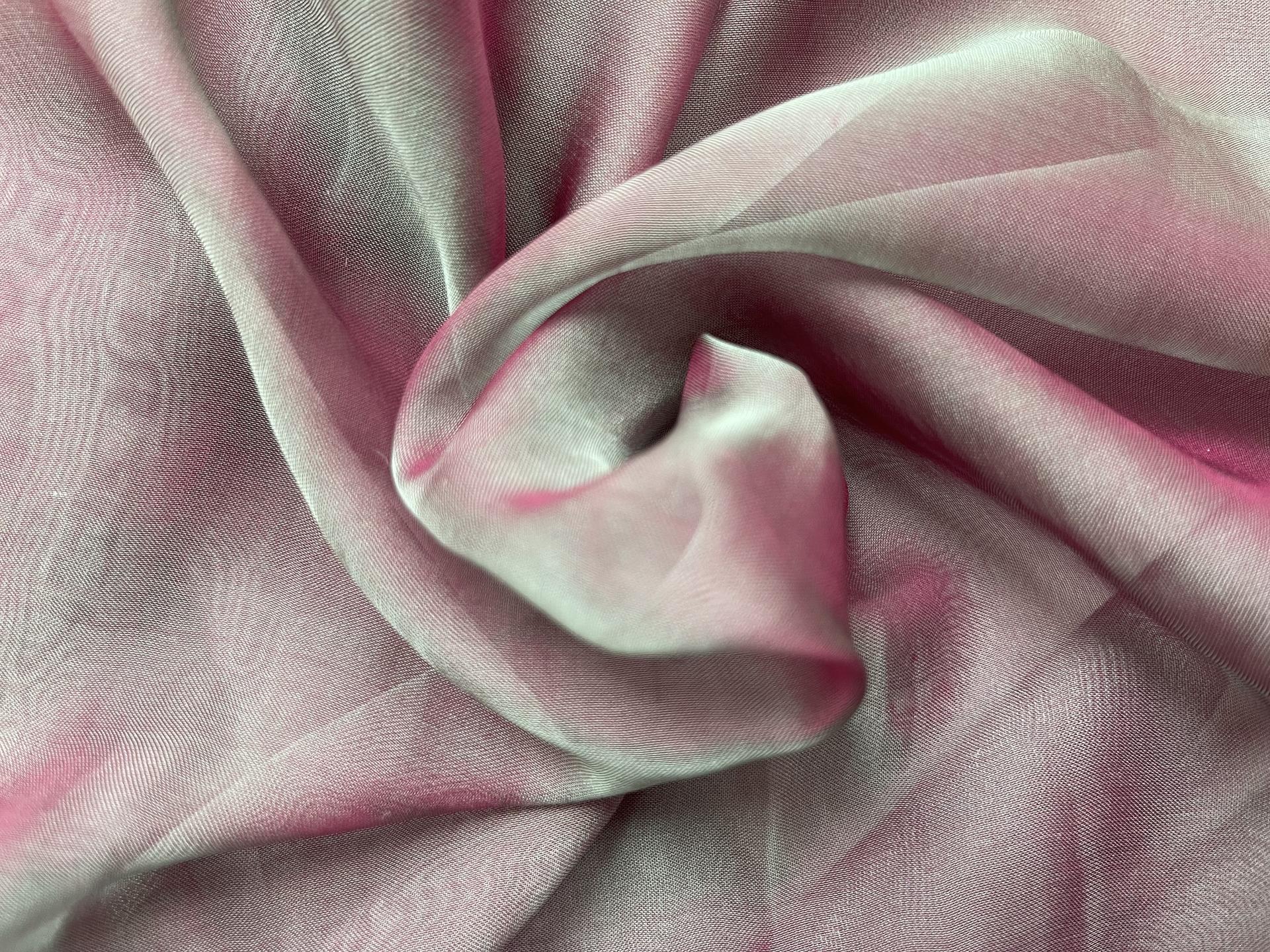 Iridescent Pure Silk Chiffon In Aqua Marine & Fuchsia 