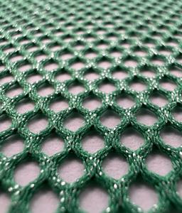 Metallic Silver Foiled Mesh in Jade Green