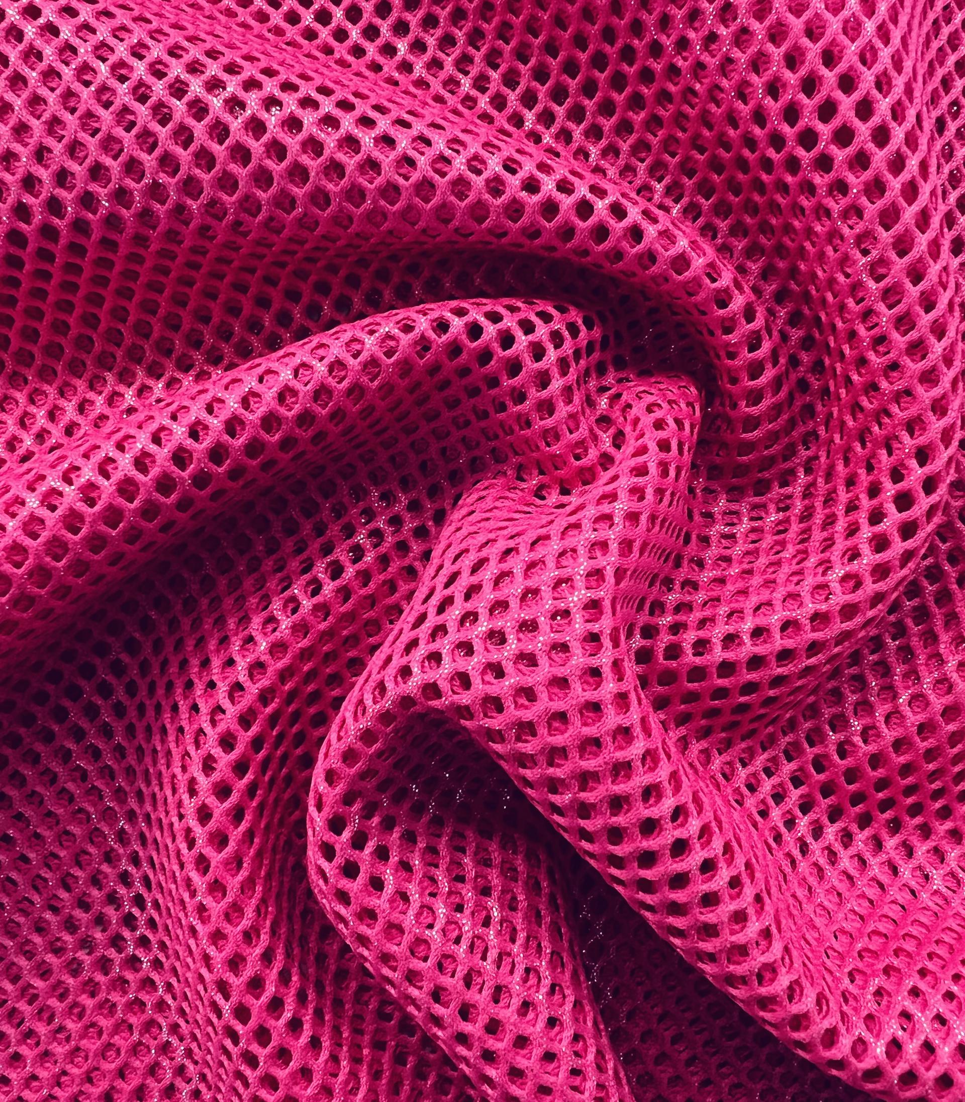 Metallic Silver Foiled Mesh in Bubble Gum Pink