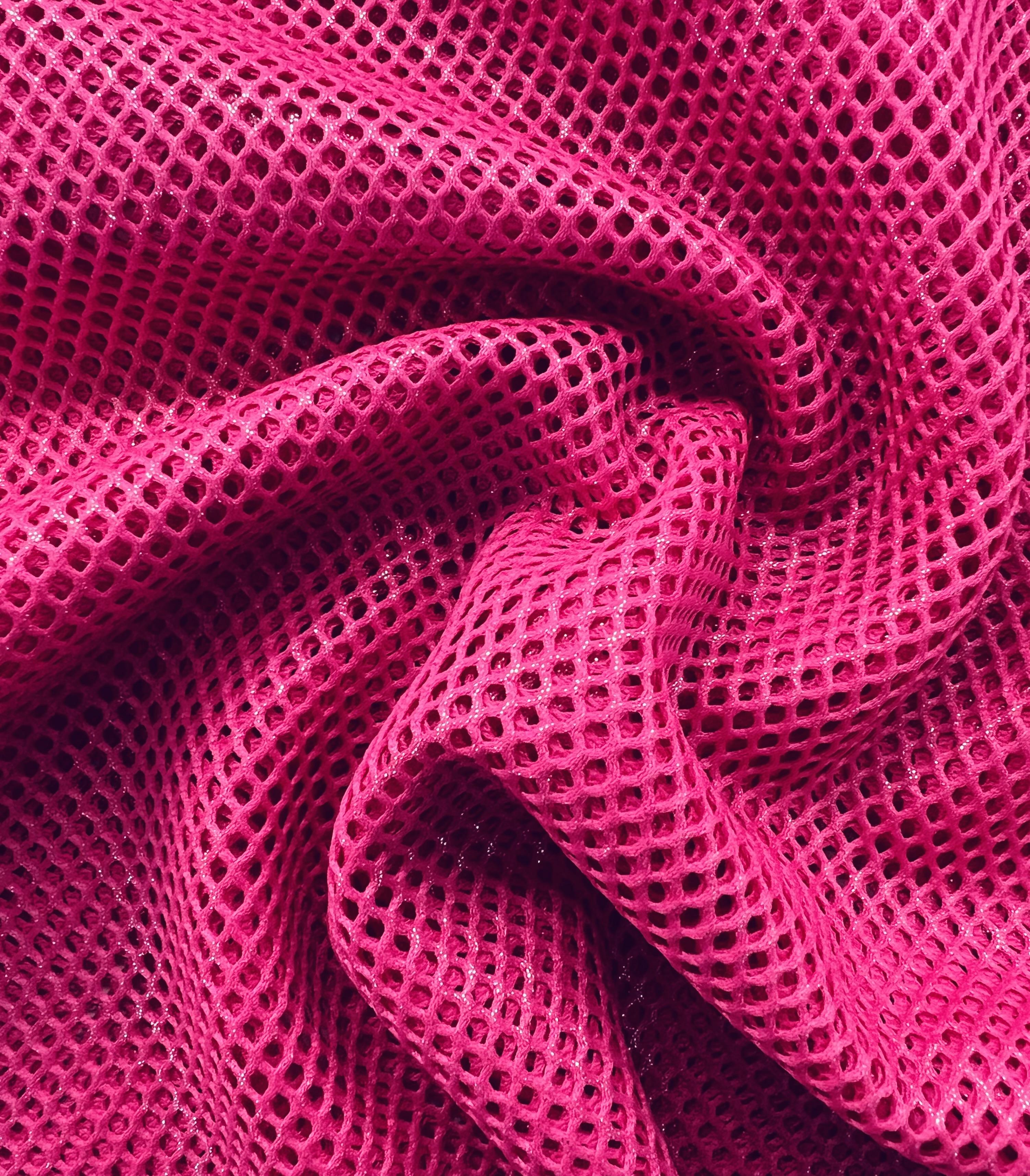 Metallic Silver Foiled Mesh in Bubble Gum Pink