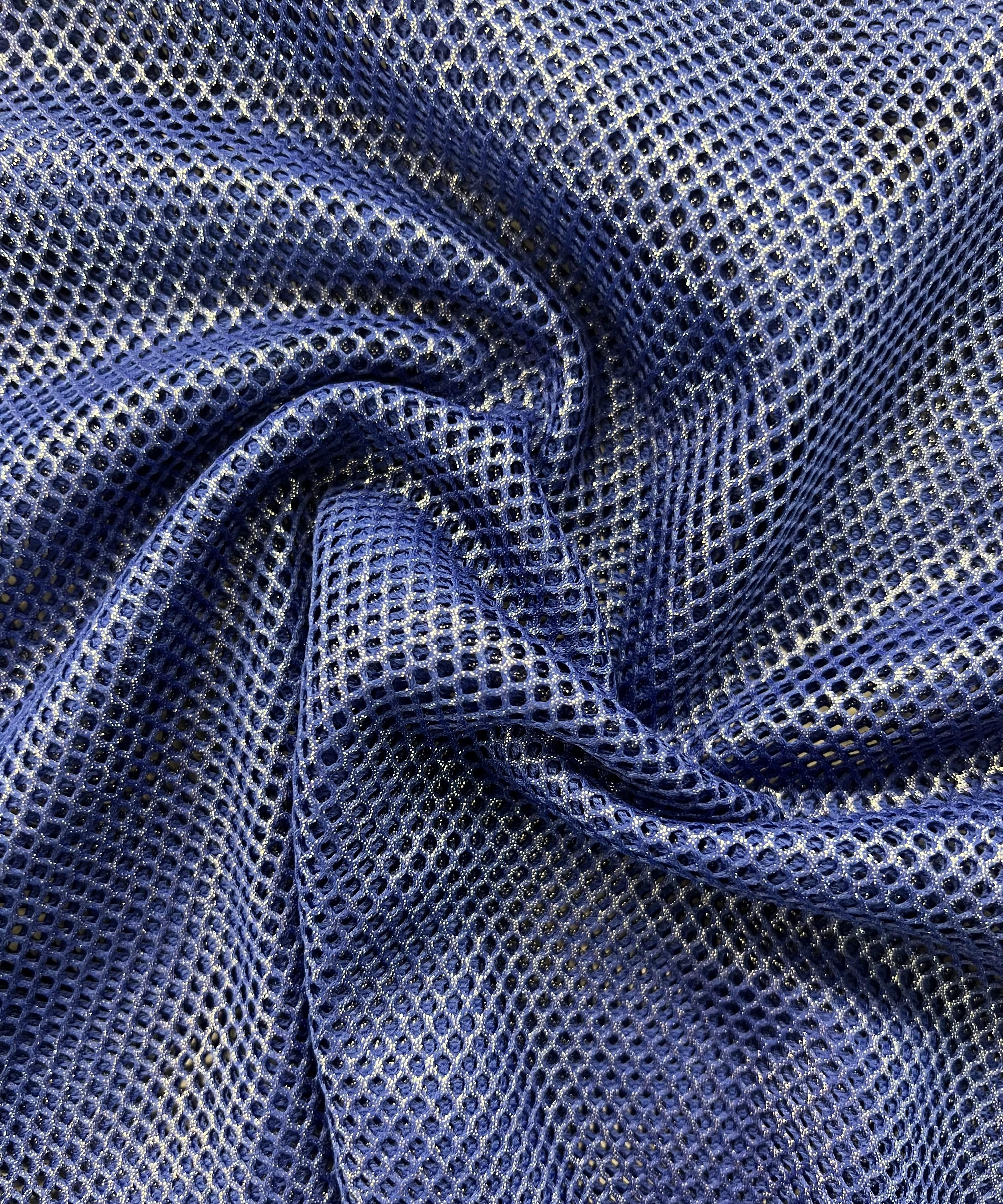 Metallic Silver Foiled Mesh in Royal Blue