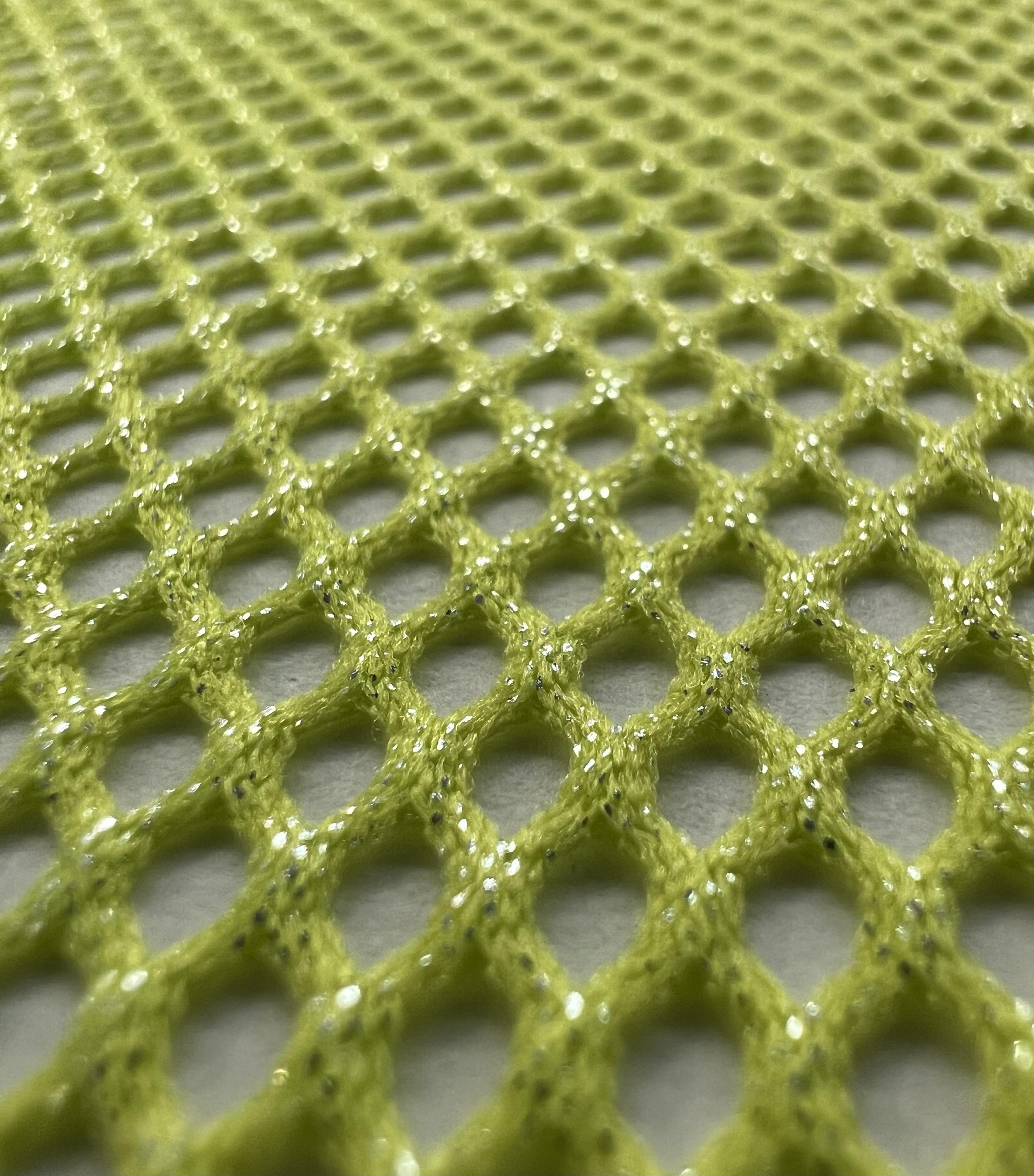 Metallic Silver Foiled Mesh in Neon Lime
