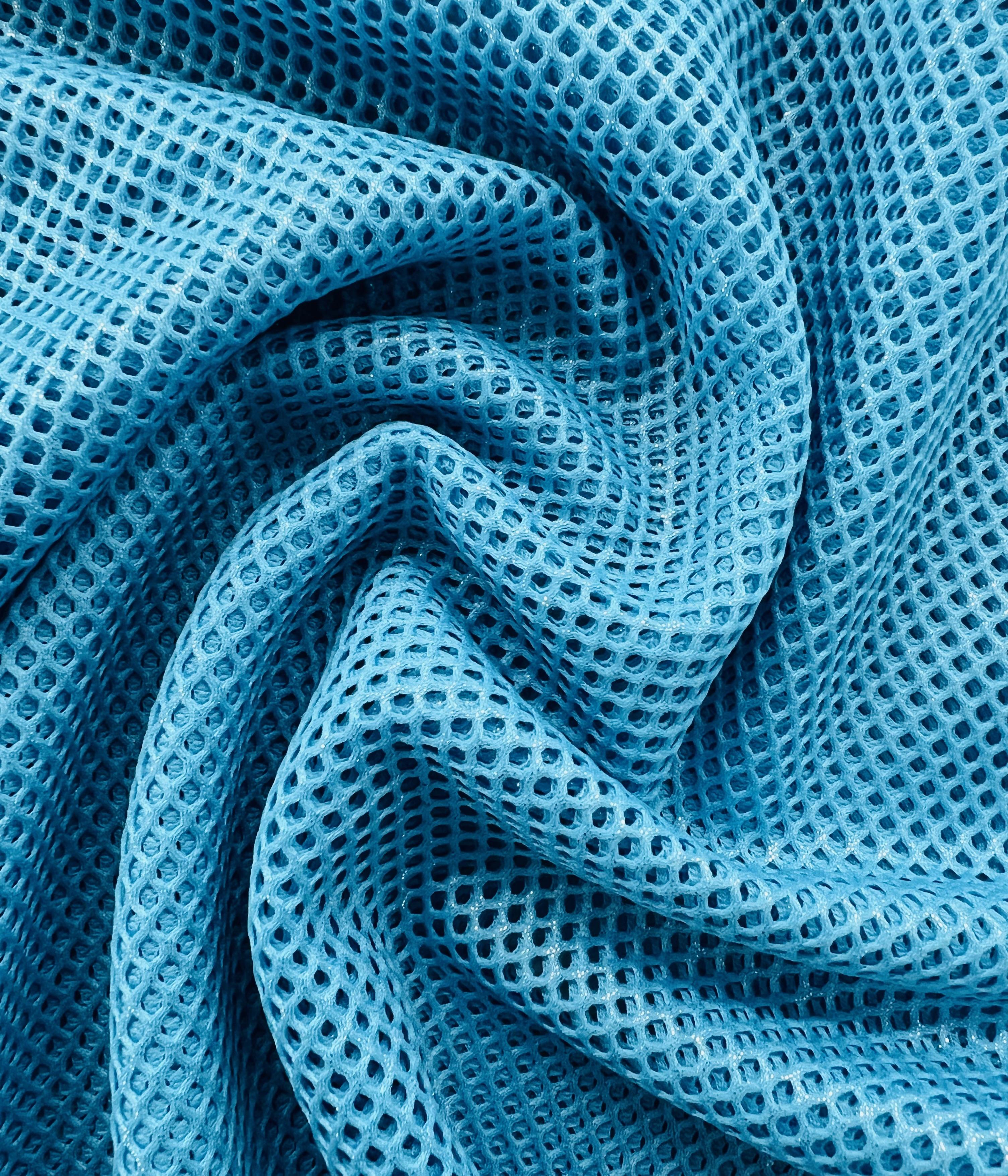 Metallic Silver Foiled Mesh in Aqua