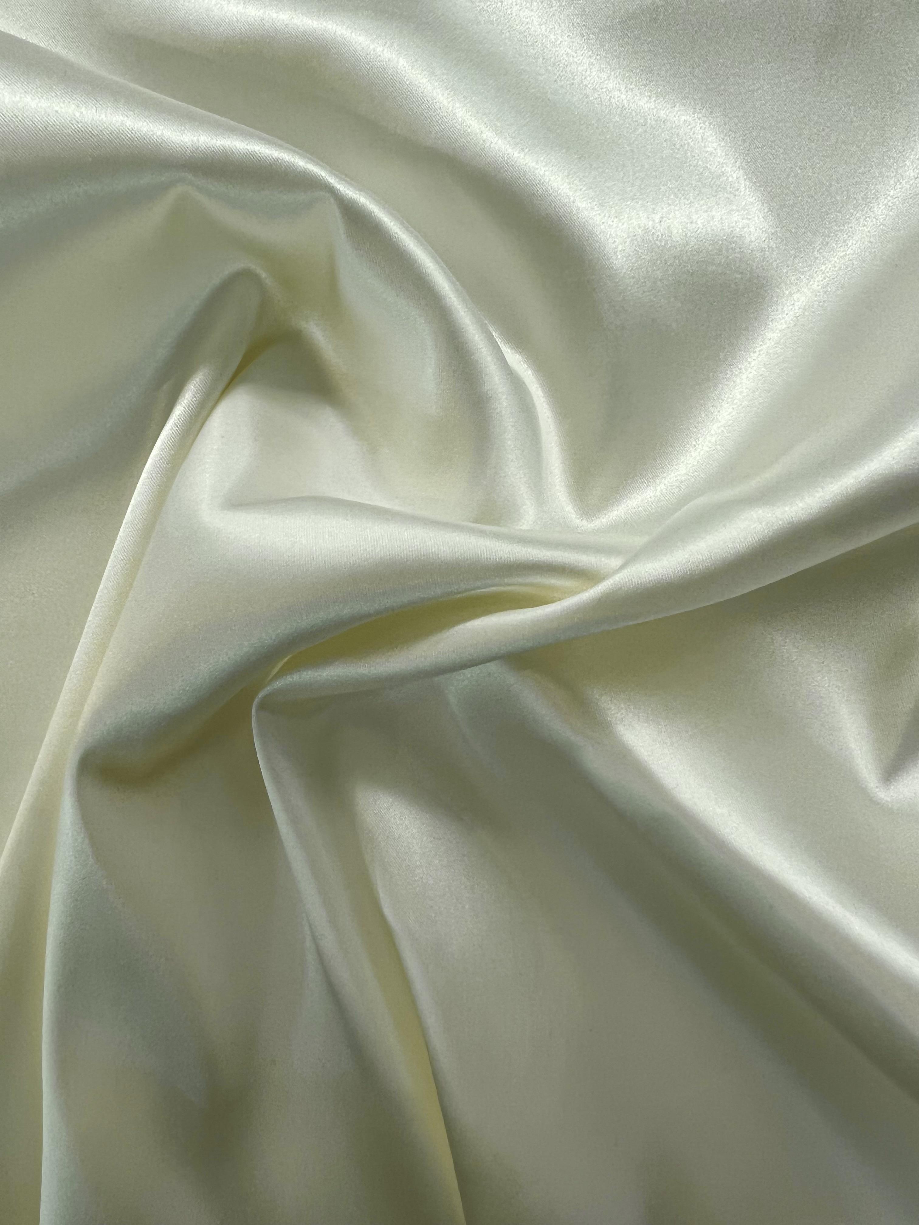 Italian Acetate Stretch Satin in Off White