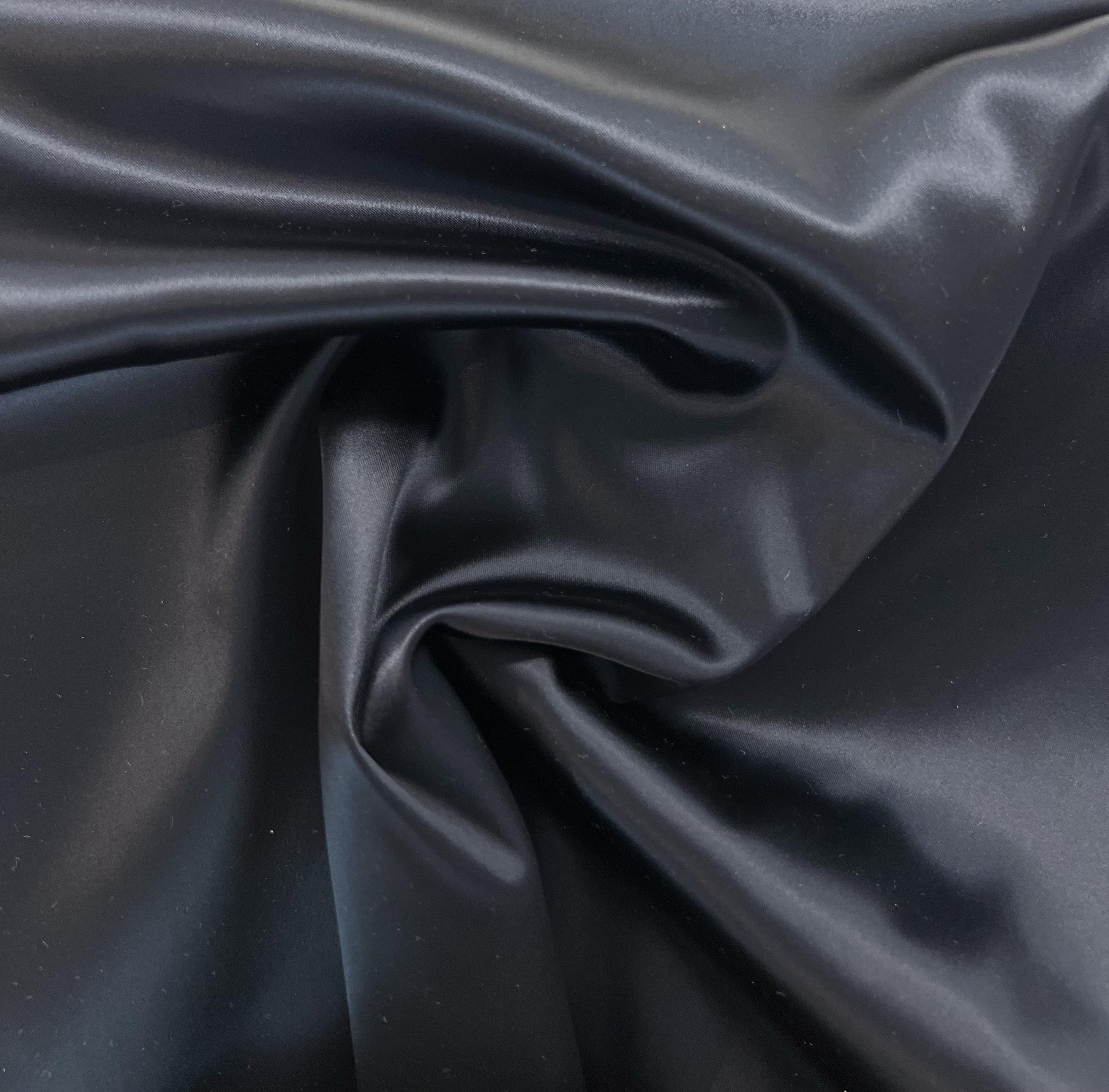Italian Acetate Stretch Satin in Midnight