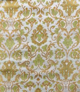 Metallic Brocade in Ivory with Mint & Gold 