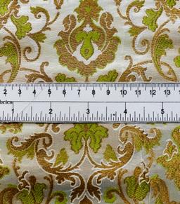 Metallic Brocade in Ivory with Mint & Gold 