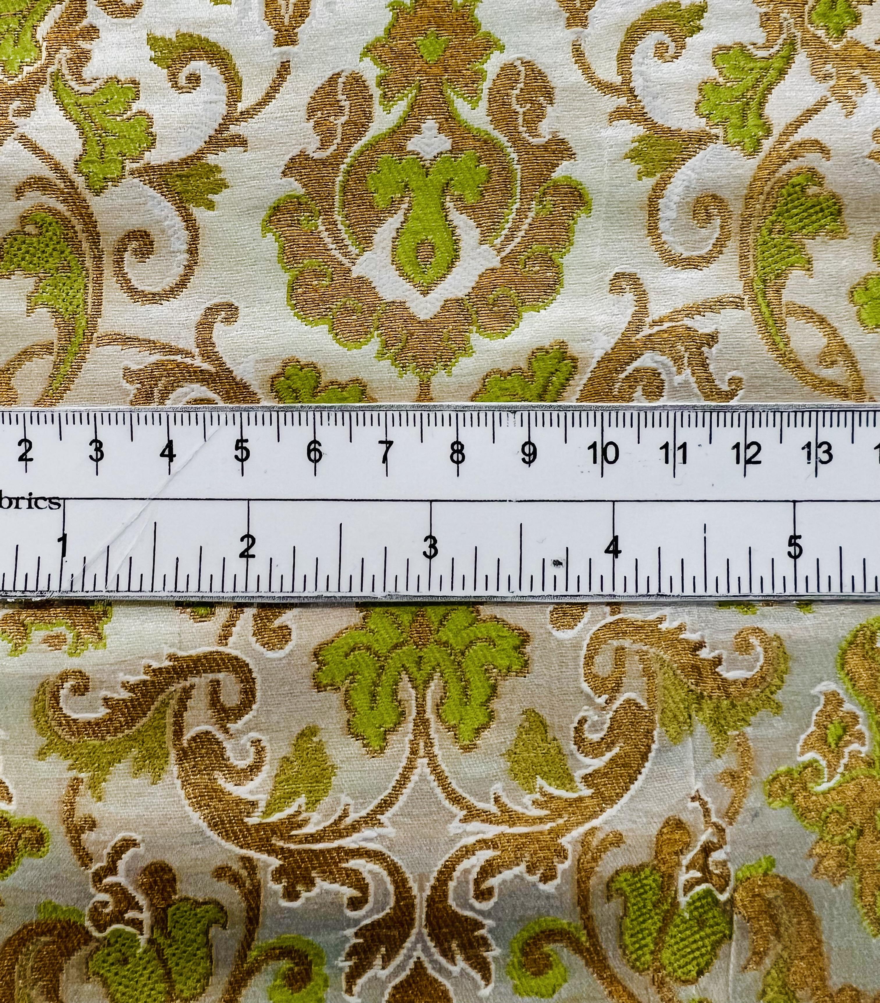 Metallic Brocade in Ivory with Mint & Gold 