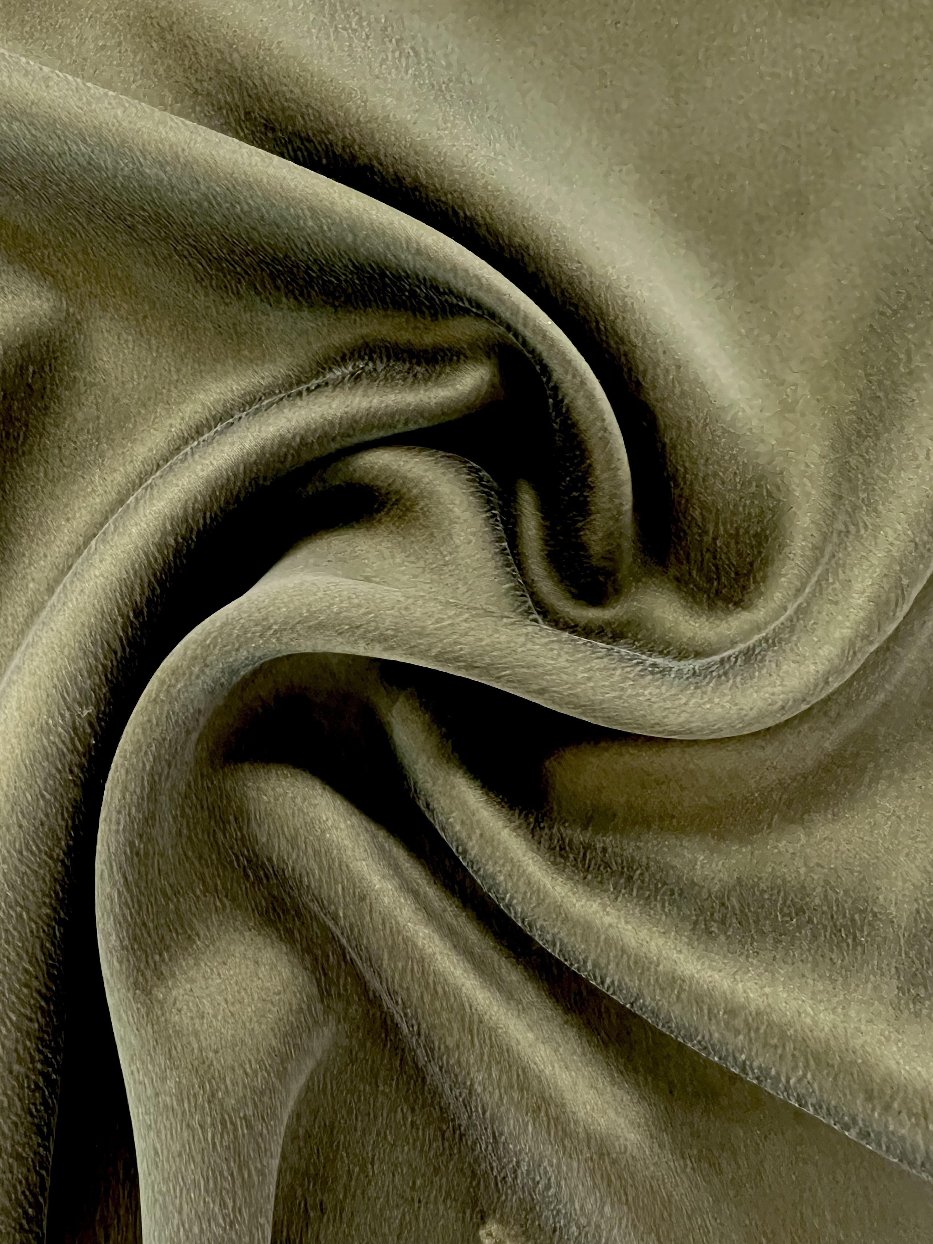 SUEDED 100% SILK CHARMEUSE IN ARMY