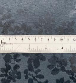 SILK/RAYON BLEND JACQUARD Black Floral On Grey Background