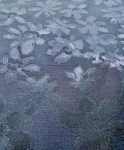 SILK/RAYON BLEND JACQUARD Black Floral On Grey Background