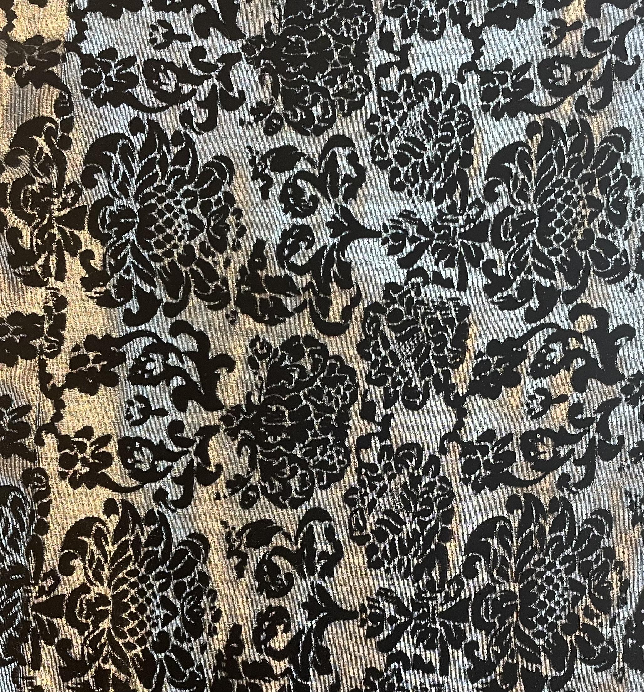 Metallic Burnout Velvet in Black on Silver Lame