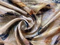 Made in Italy Brush Strokes Printed Silk in Metallic Jacquard 