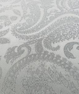 Silk Lamé Charmeuse Jacquard in Silver & white