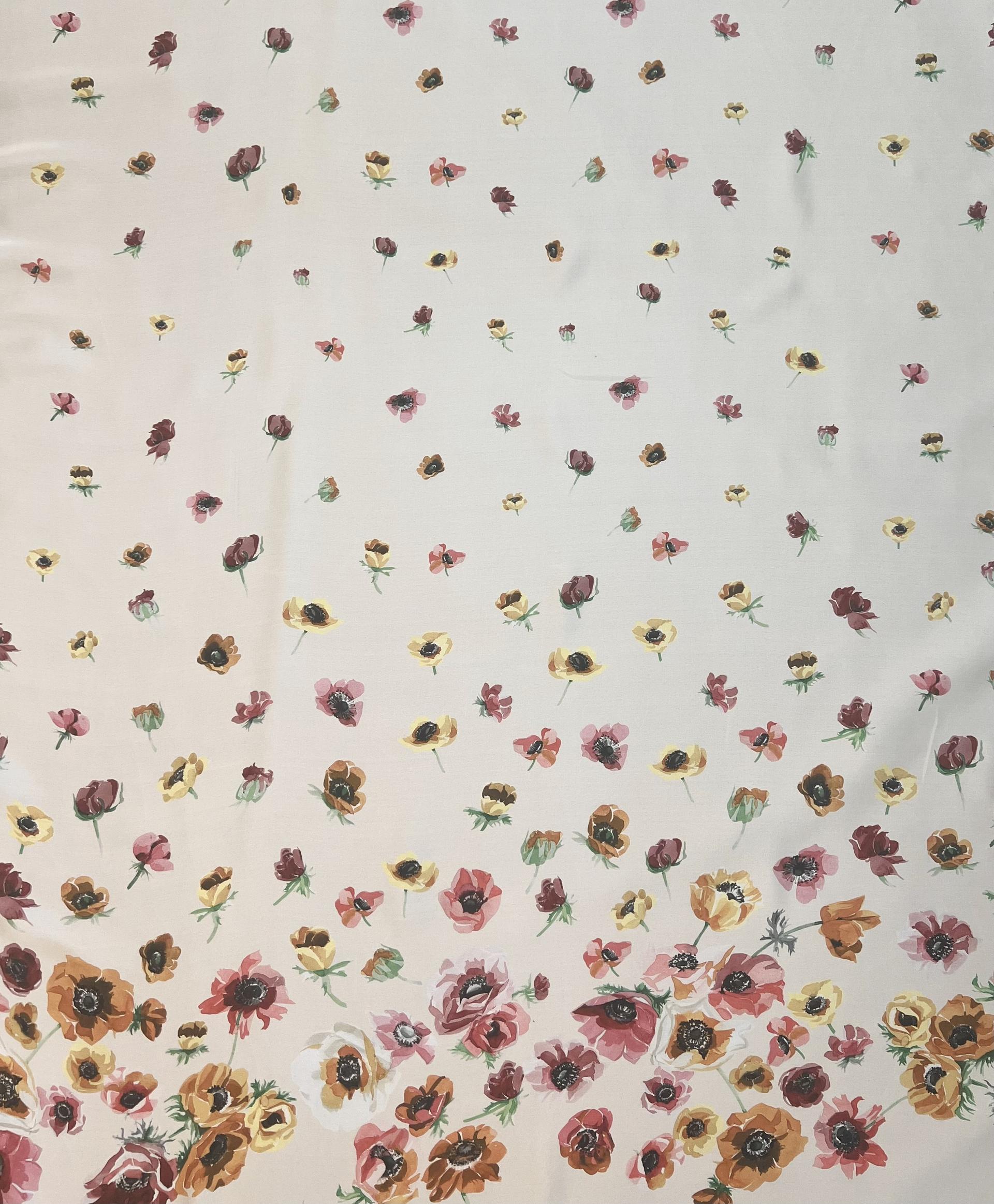 Printed Silk Satin Chiffon with Floral Degradé