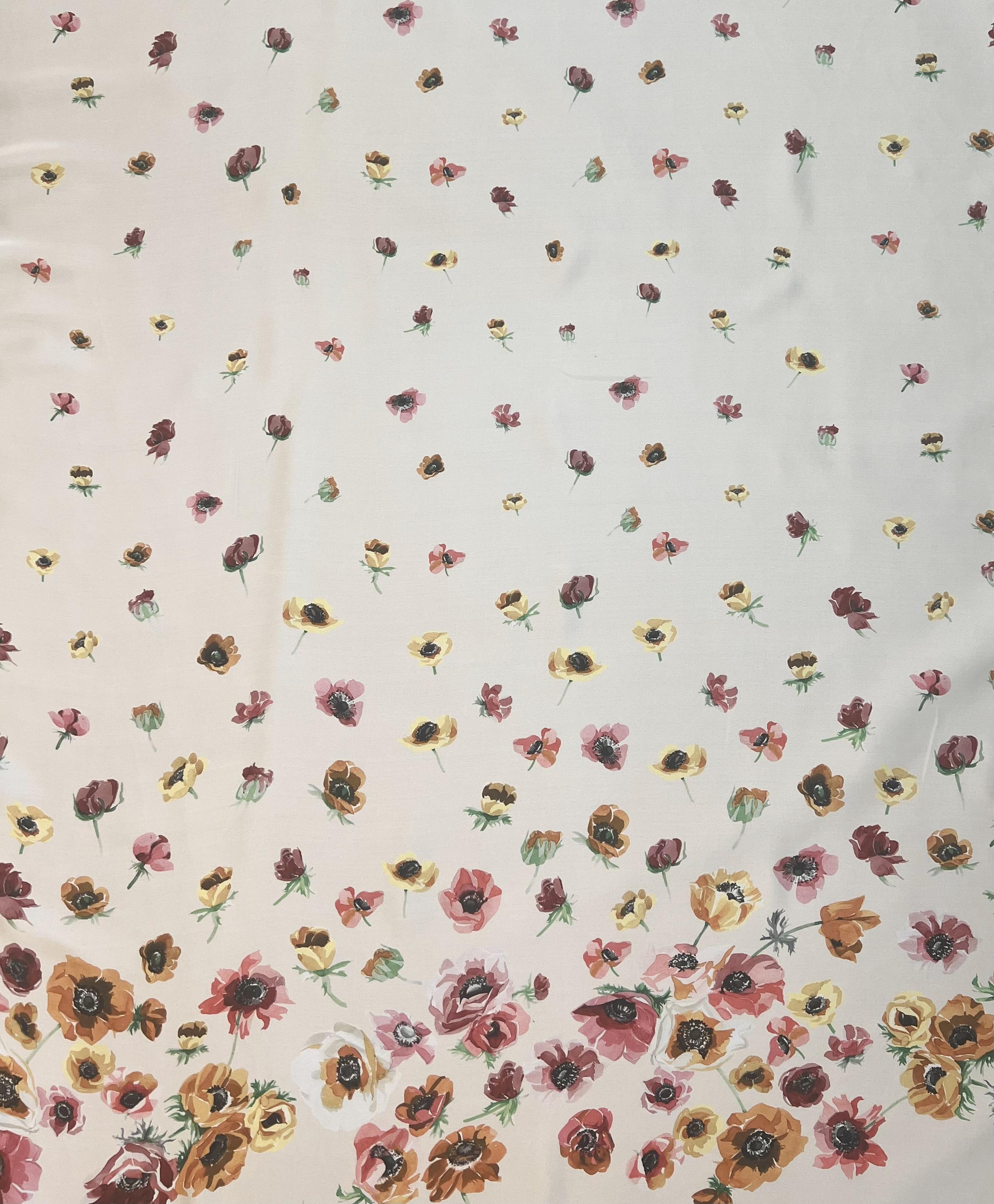 Printed Silk Satin Chiffon with Floral Degradé